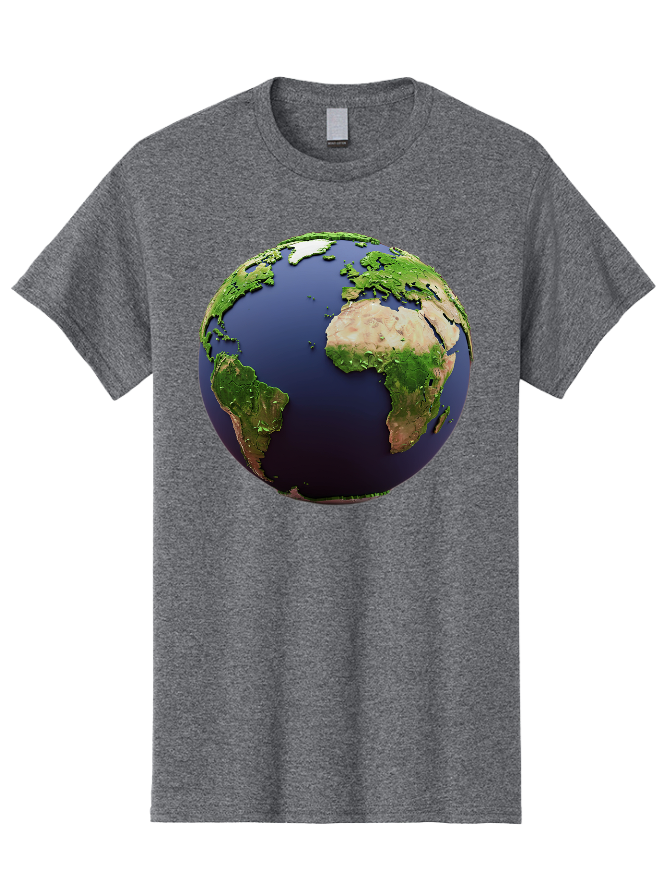 Earth-Globe-1 Men'S Graphic Tee, 100% Cotton, Comfortable Casual Summer Wear, Machine Washable, Globe Showing Africa And South America, 3D Rendering, World Map, Global Geography, Earth From Space, International Perspective, Baa576