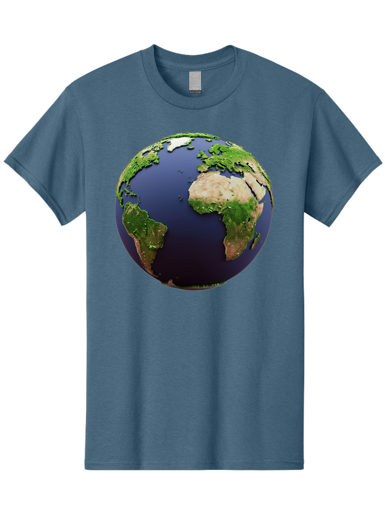 Earth-Globe-1 Men'S Graphic Tee, 100% Cotton, Comfortable Casual Summer Wear, Machine Washable, Globe Showing Africa And South America, 3D Rendering, World Map, Global Geography, Earth From Space, International Perspective, Baa576