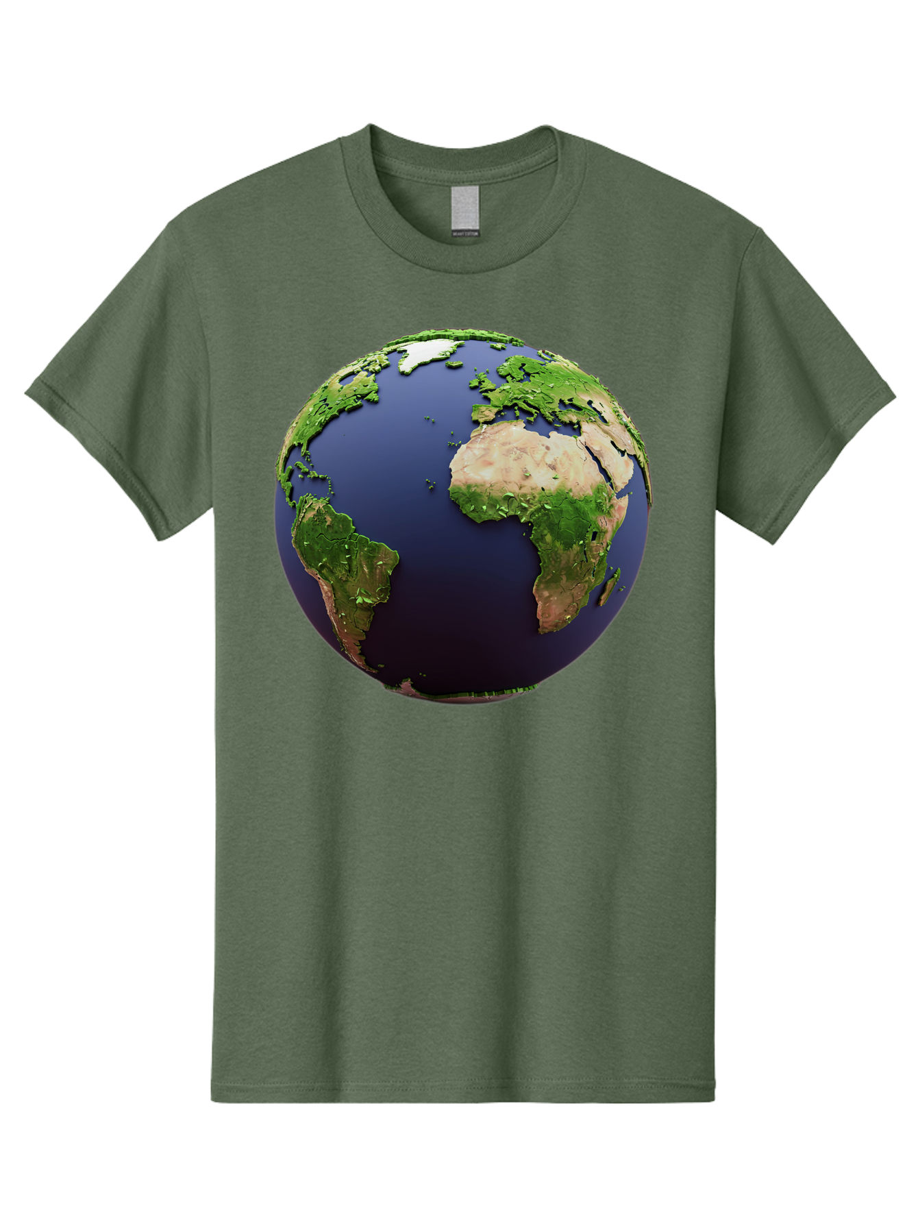 Earth-Globe-1 Men'S Graphic Tee, 100% Cotton, Comfortable Casual Summer Wear, Machine Washable, Globe Showing Africa And South America, 3D Rendering, World Map, Global Geography, Earth From Space, International Perspective, Baa576