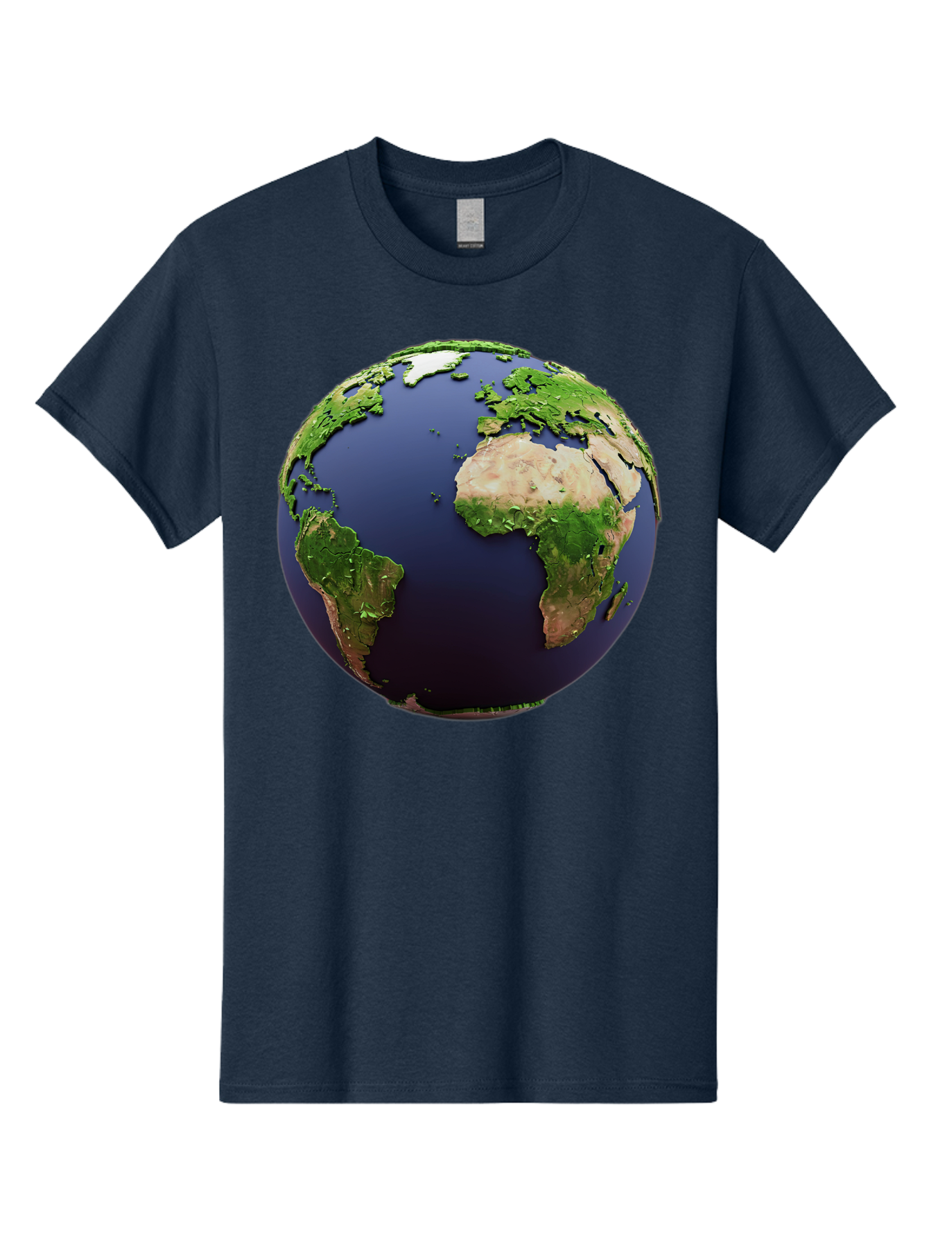 Earth-Globe-1 Men'S Graphic Tee, 100% Cotton, Comfortable Casual Summer Wear, Machine Washable, Globe Showing Africa And South America, 3D Rendering, World Map, Global Geography, Earth From Space, International Perspective, Baa576