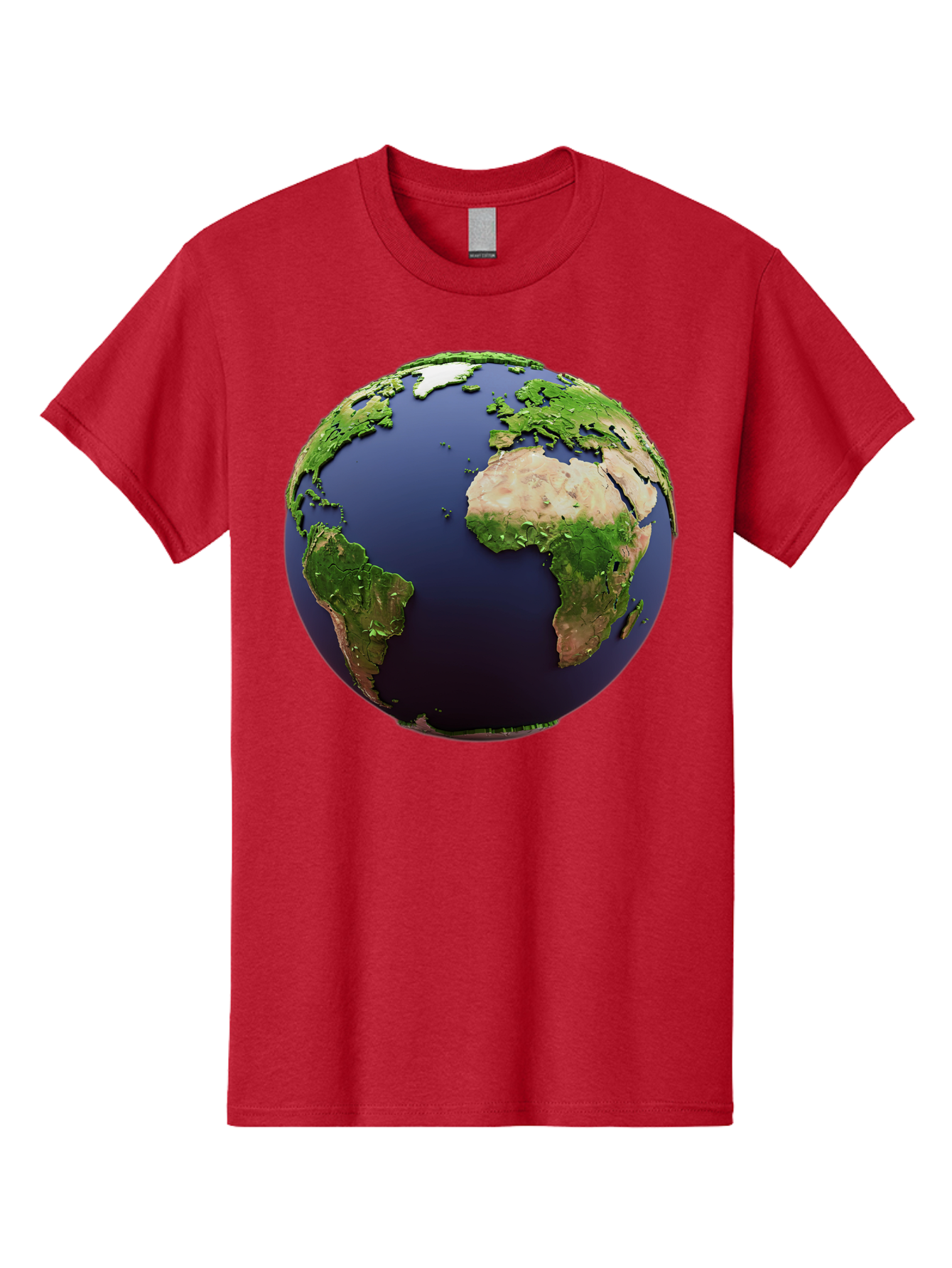 Earth-Globe-1 Men'S Graphic Tee, 100% Cotton, Comfortable Casual Summer Wear, Machine Washable, Globe Showing Africa And South America, 3D Rendering, World Map, Global Geography, Earth From Space, International Perspective, Baa576