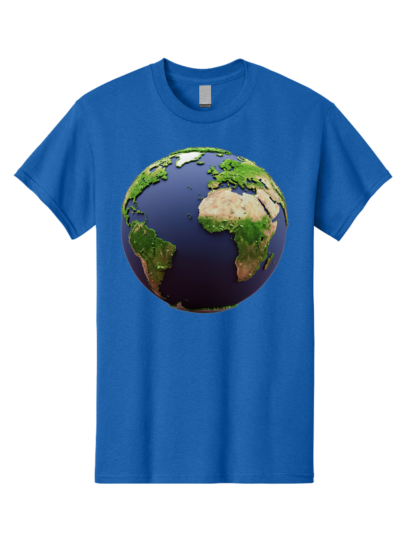 Earth-Globe-1 Men'S Graphic Tee, 100% Cotton, Comfortable Casual Summer Wear, Machine Washable, Globe Showing Africa And South America, 3D Rendering, World Map, Global Geography, Earth From Space, International Perspective, Baa576