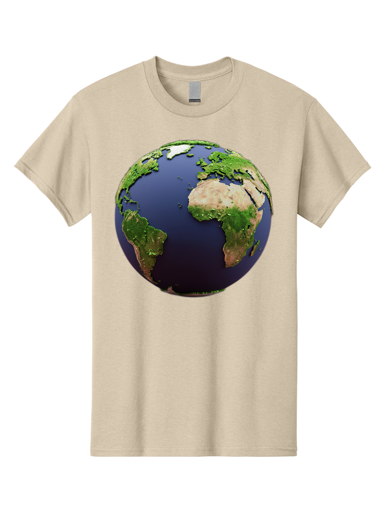Earth-Globe-1 Men'S Graphic Tee, 100% Cotton, Comfortable Casual Summer Wear, Machine Washable, Globe Showing Africa And South America, 3D Rendering, World Map, Global Geography, Earth From Space, International Perspective, Baa576
