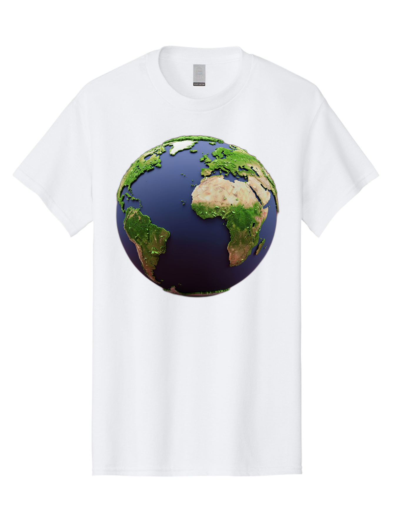 Earth-Globe-1 Men'S Graphic Tee, 100% Cotton, Comfortable Casual Summer Wear, Machine Washable, Globe Showing Africa And South America, 3D Rendering, World Map, Global Geography, Earth From Space, International Perspective, Baa576