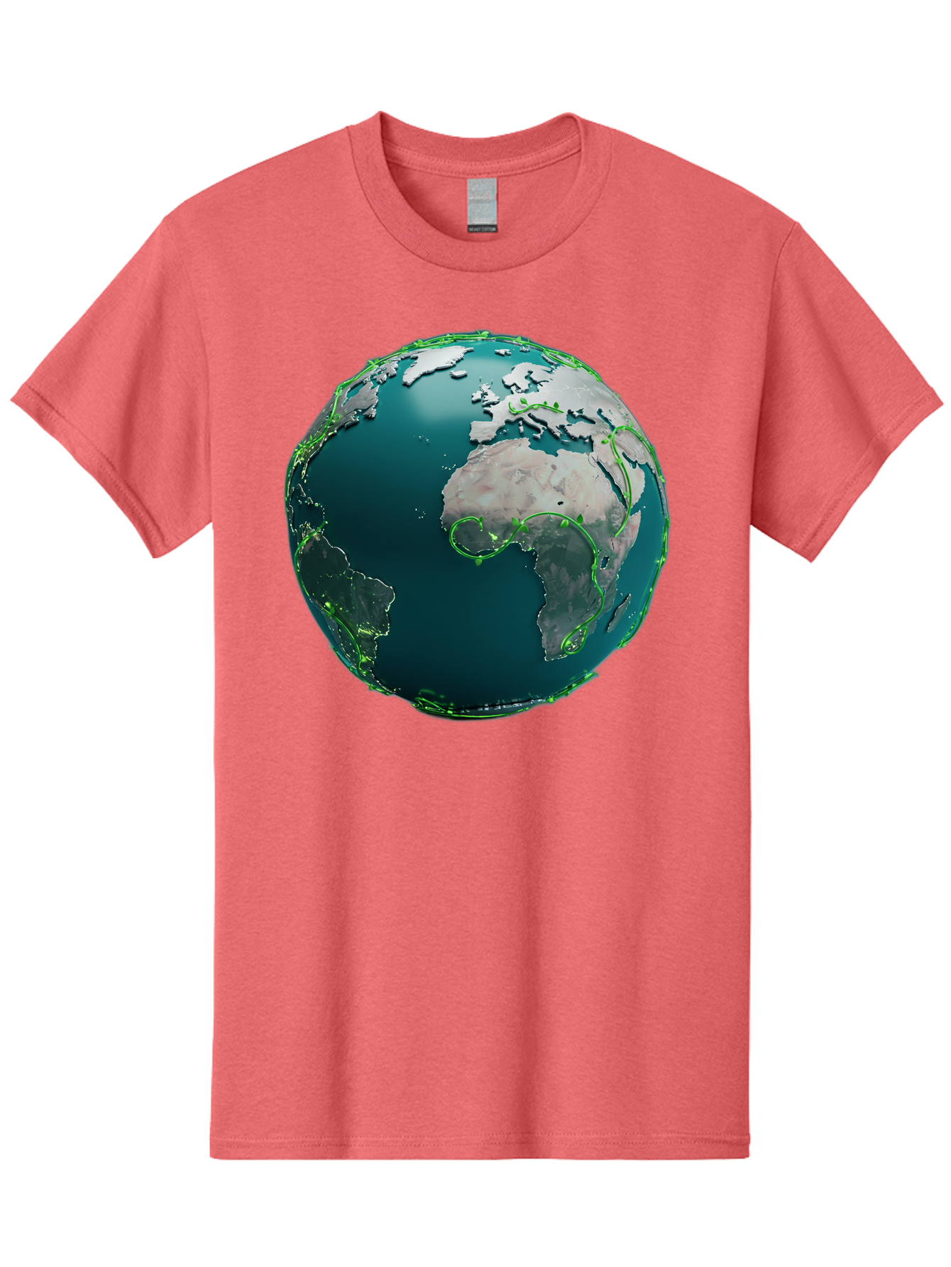 Earth-Globe-2 Men'S Graphic Tee, 100% Cotton, Comfortable Casual Summer Wear, Machine Washable, 3D Globe, World Map, Global Geography, International Boundaries, Africa And South America, Oceanic And Continental Landmasses, Baa577