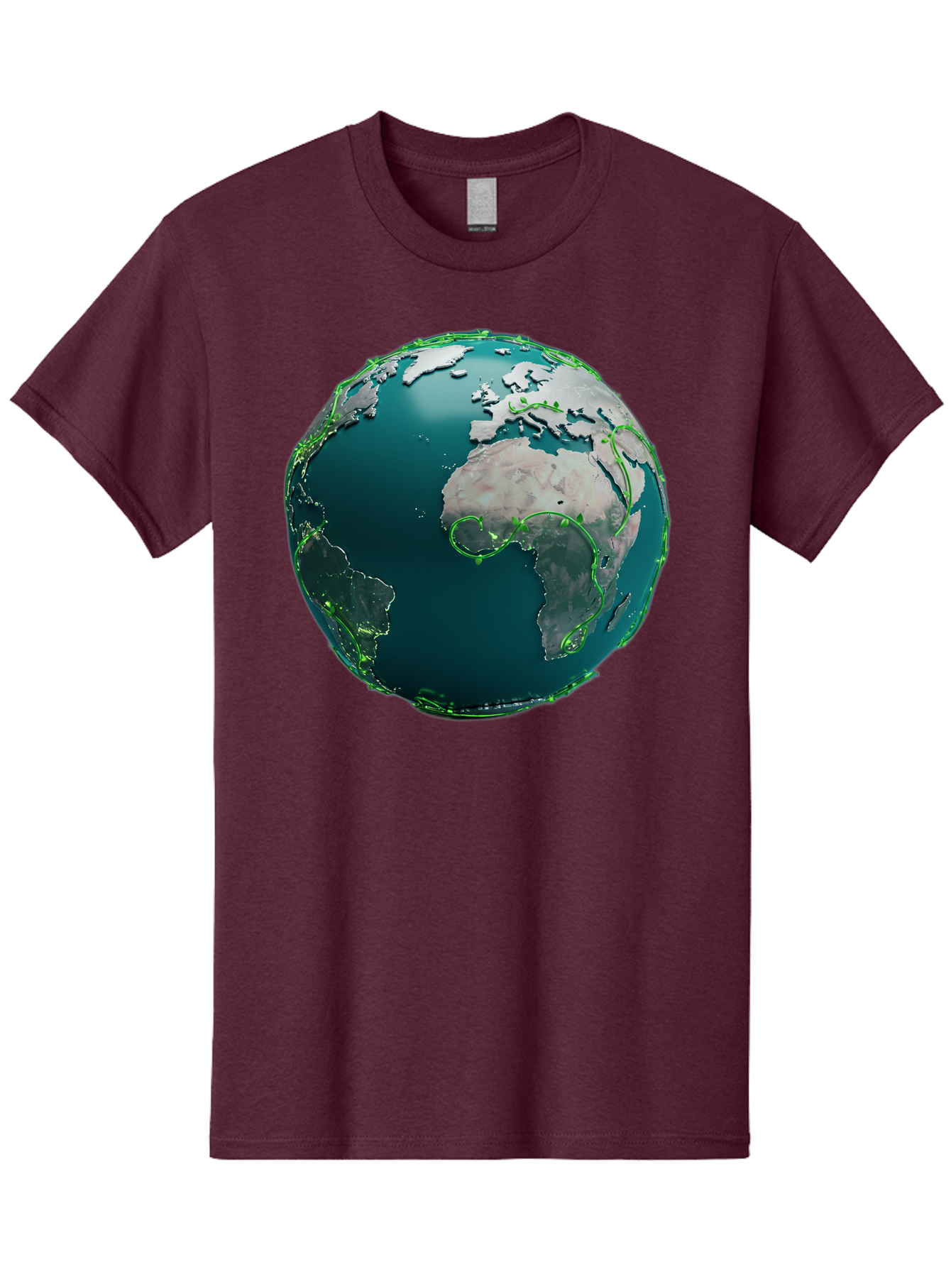 Earth-Globe-2 Men'S Graphic Tee, 100% Cotton, Comfortable Casual Summer Wear, Machine Washable, 3D Globe, World Map, Global Geography, International Boundaries, Africa And South America, Oceanic And Continental Landmasses, Baa577