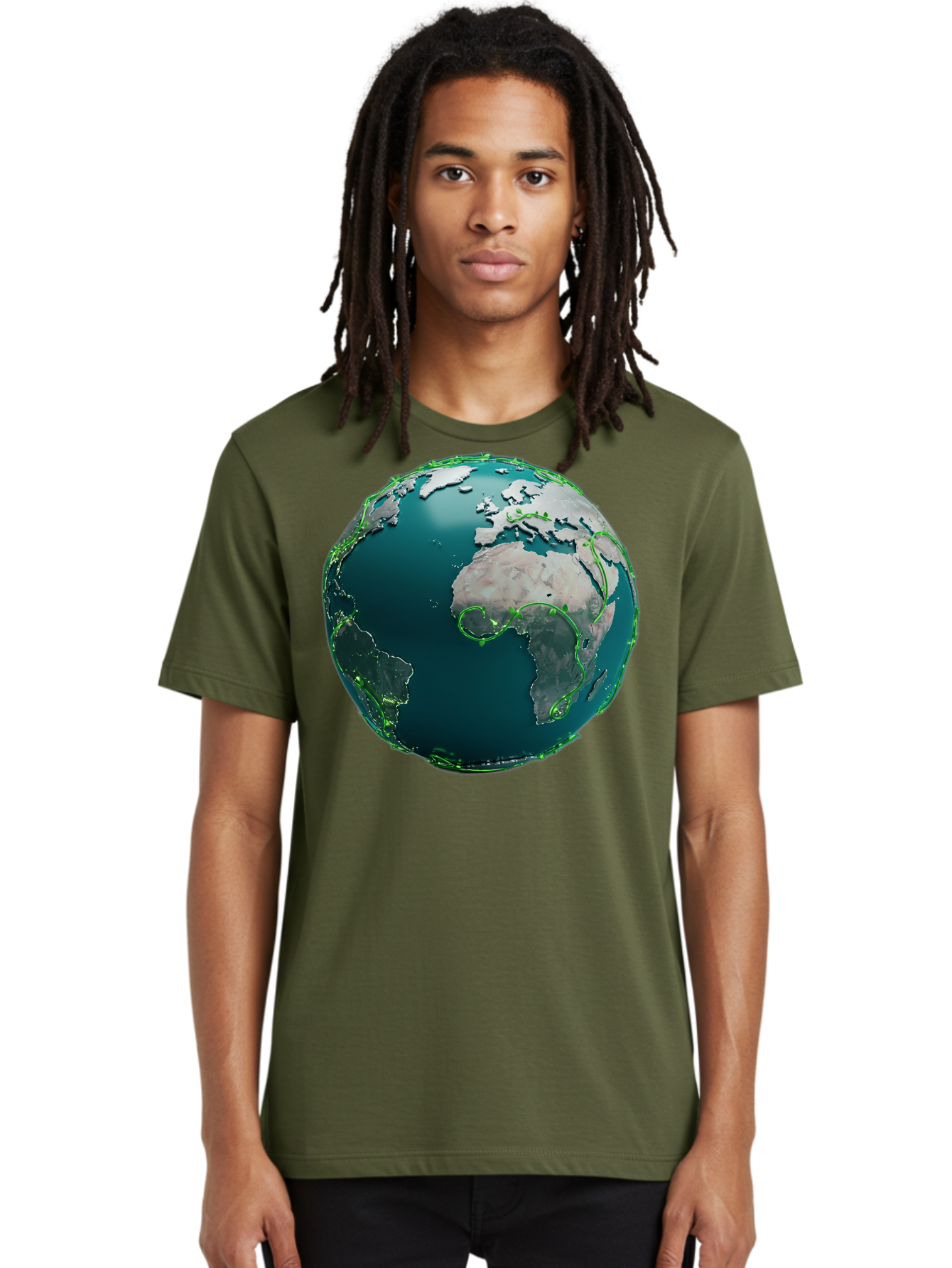 Earth-Globe-2 Men'S Graphic Tee, 100% Cotton, Comfortable Casual Summer Wear, Machine Washable, 3D Globe, World Map, Global Geography, International Boundaries, Africa And South America, Oceanic And Continental Landmasses, Baa577