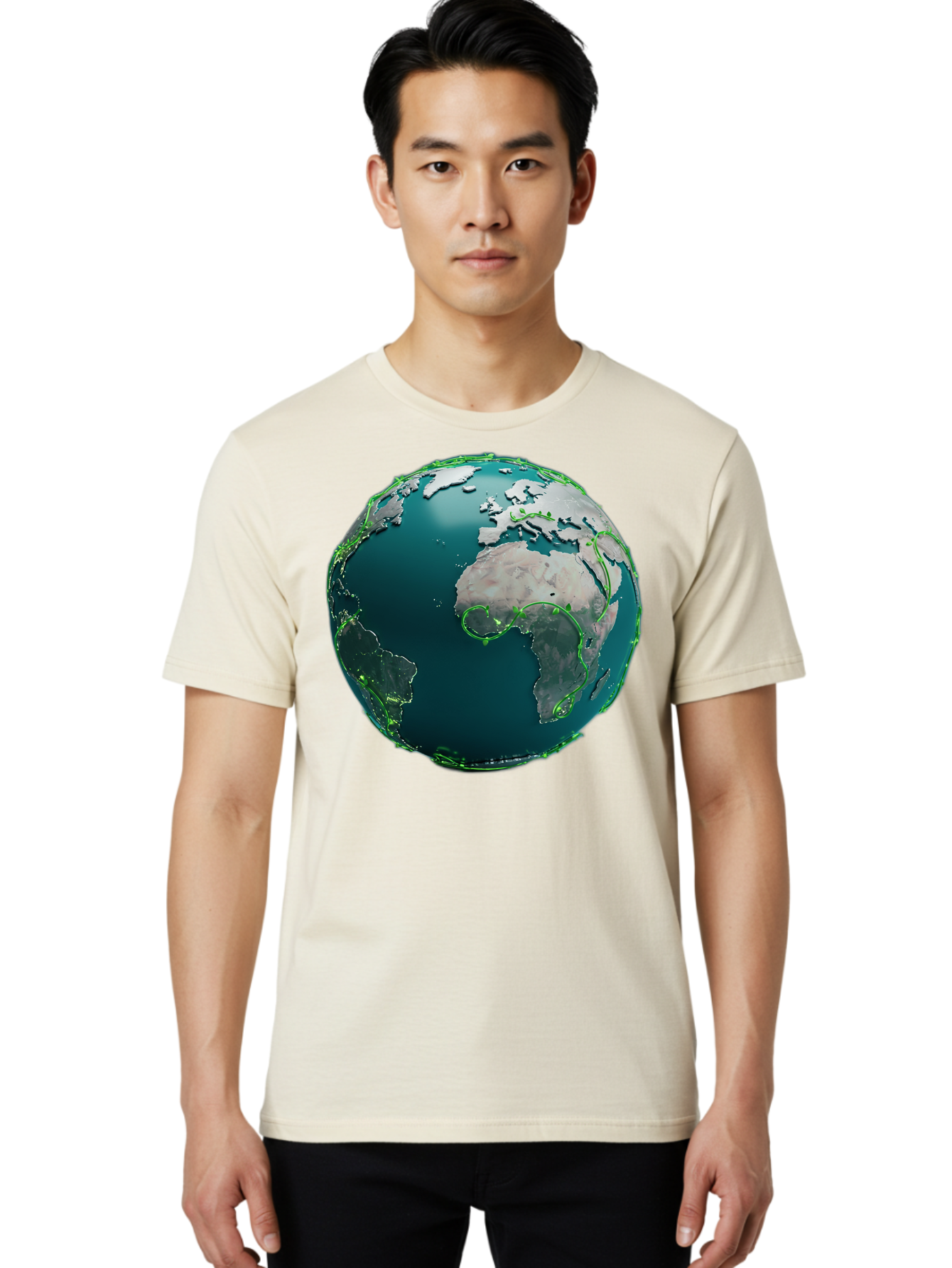 Earth-Globe-2 Men'S Graphic Tee, 100% Cotton, Comfortable Casual Summer Wear, Machine Washable, 3D Globe, World Map, Global Geography, International Boundaries, Africa And South America, Oceanic And Continental Landmasses, Baa577
