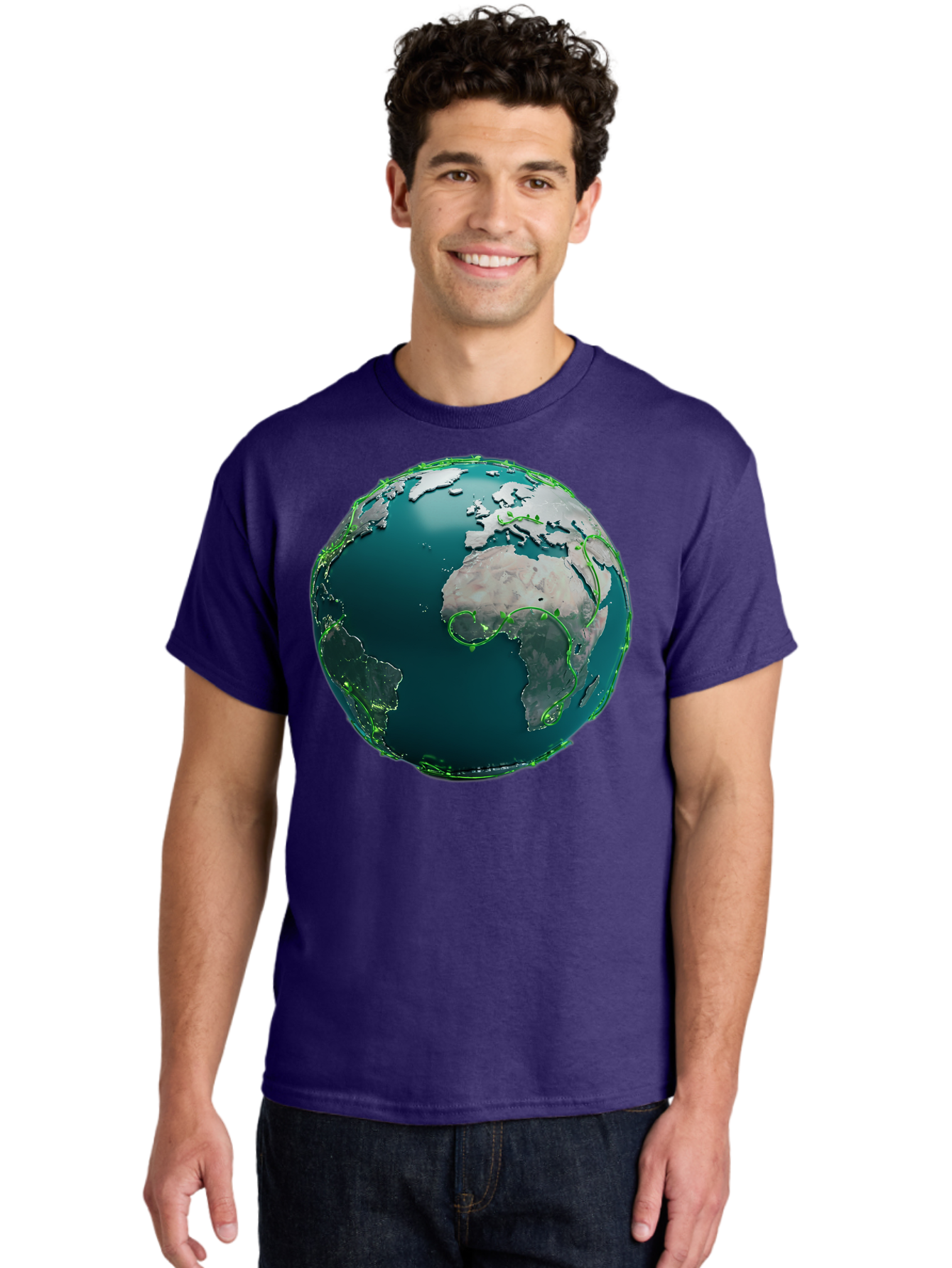 Earth-Globe-2 Men'S Graphic Tee, 100% Cotton, Comfortable Casual Summer Wear, Machine Washable, 3D Globe, World Map, Global Geography, International Boundaries, Africa And South America, Oceanic And Continental Landmasses, Baa577