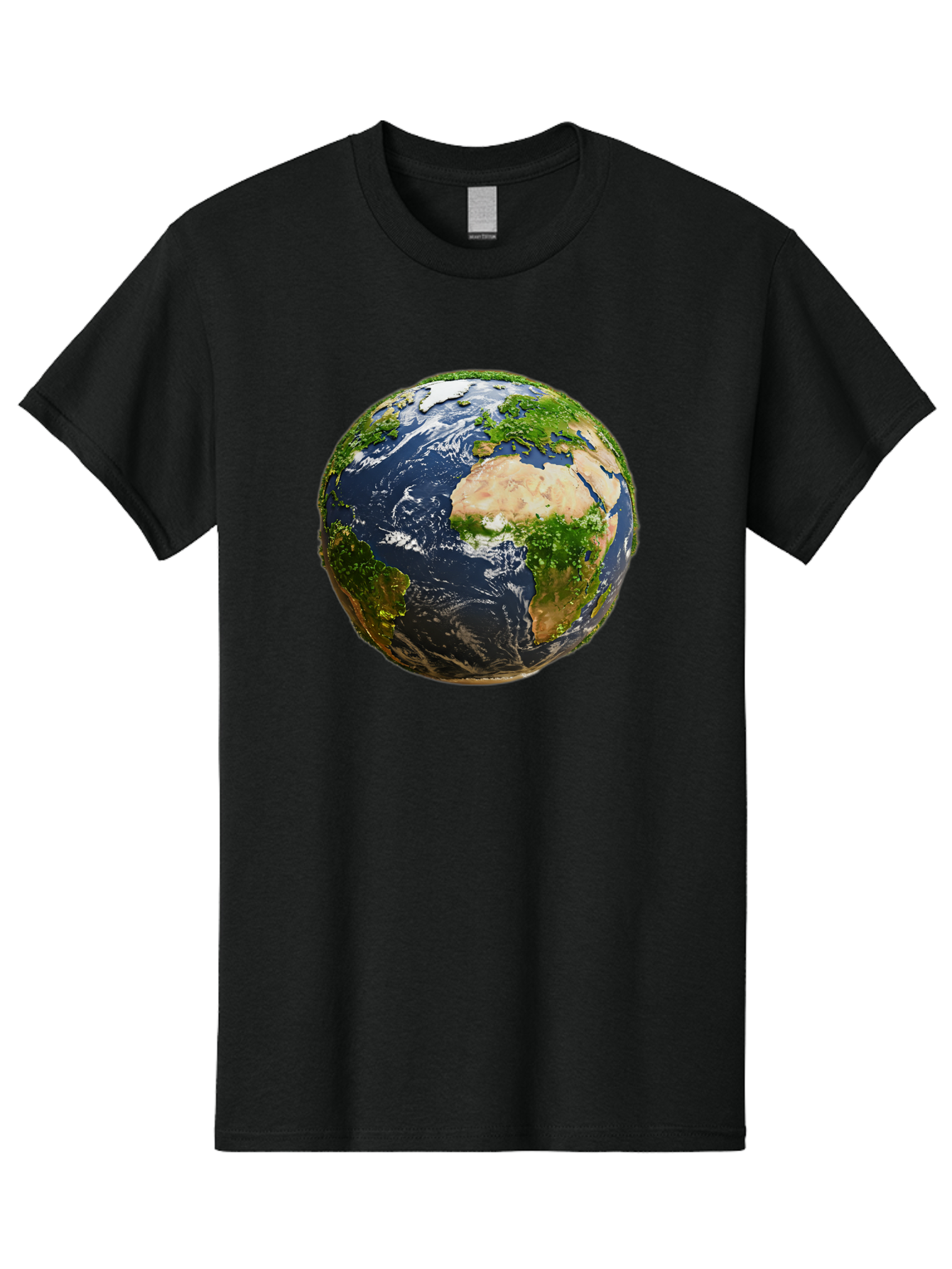 Earth-Globe-3 Men'S Graphic Tee, 100% Cotton, Comfortable Casual Summer Wear, Machine Washable, Globe, Earth From Space, World Map, Africa, Europe, Atlantic Ocean, Natural Beauty, Diverse Geography, Global Unity, Planet Earth Imagery, Baa578