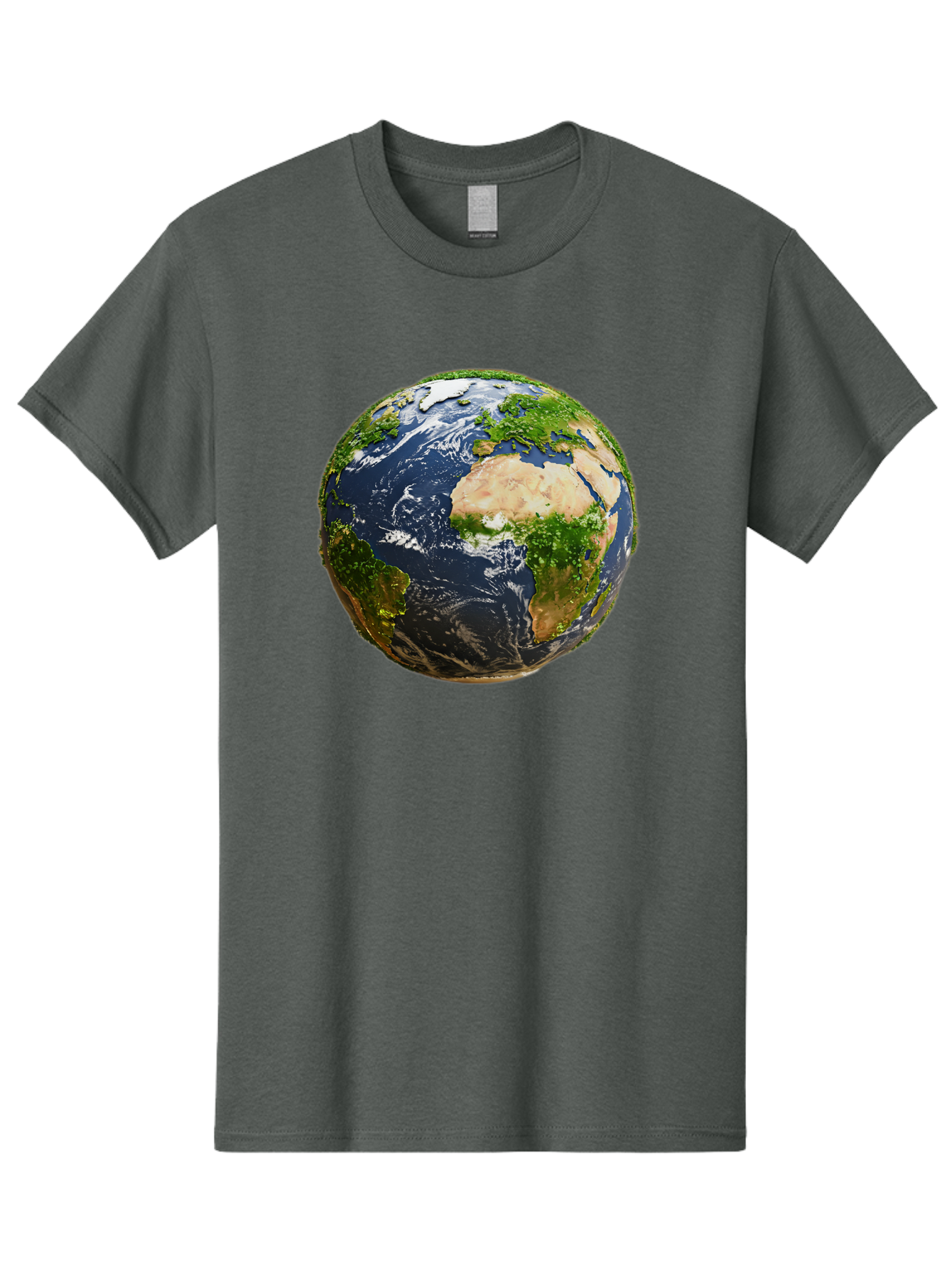 Earth-Globe-3 Men'S Graphic Tee, 100% Cotton, Comfortable Casual Summer Wear, Machine Washable, Globe, Earth From Space, World Map, Africa, Europe, Atlantic Ocean, Natural Beauty, Diverse Geography, Global Unity, Planet Earth Imagery, Baa578