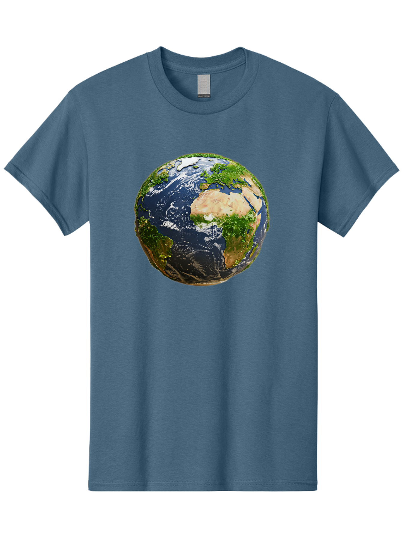 Earth-Globe-3 Men'S Graphic Tee, 100% Cotton, Comfortable Casual Summer Wear, Machine Washable, Globe, Earth From Space, World Map, Africa, Europe, Atlantic Ocean, Natural Beauty, Diverse Geography, Global Unity, Planet Earth Imagery, Baa578