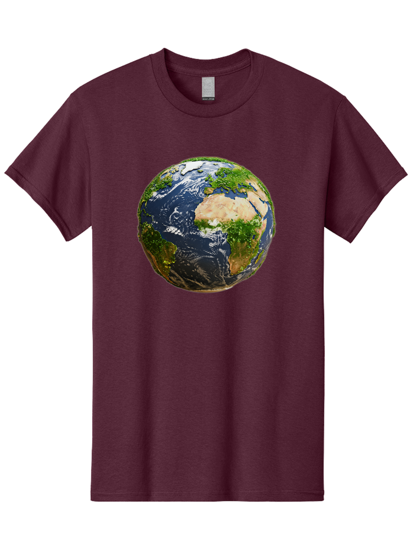Earth-Globe-3 Men'S Graphic Tee, 100% Cotton, Comfortable Casual Summer Wear, Machine Washable, Globe, Earth From Space, World Map, Africa, Europe, Atlantic Ocean, Natural Beauty, Diverse Geography, Global Unity, Planet Earth Imagery, Baa578