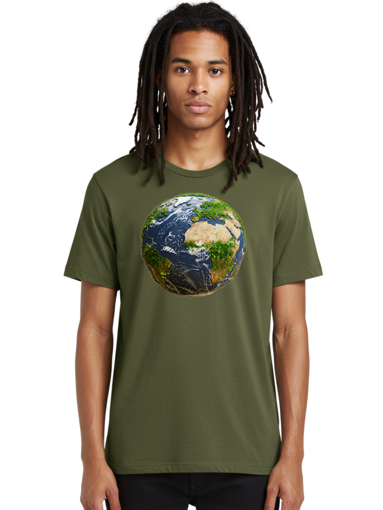 Earth-Globe-3 Men'S Graphic Tee, 100% Cotton, Comfortable Casual Summer Wear, Machine Washable, Globe, Earth From Space, World Map, Africa, Europe, Atlantic Ocean, Natural Beauty, Diverse Geography, Global Unity, Planet Earth Imagery, Baa578