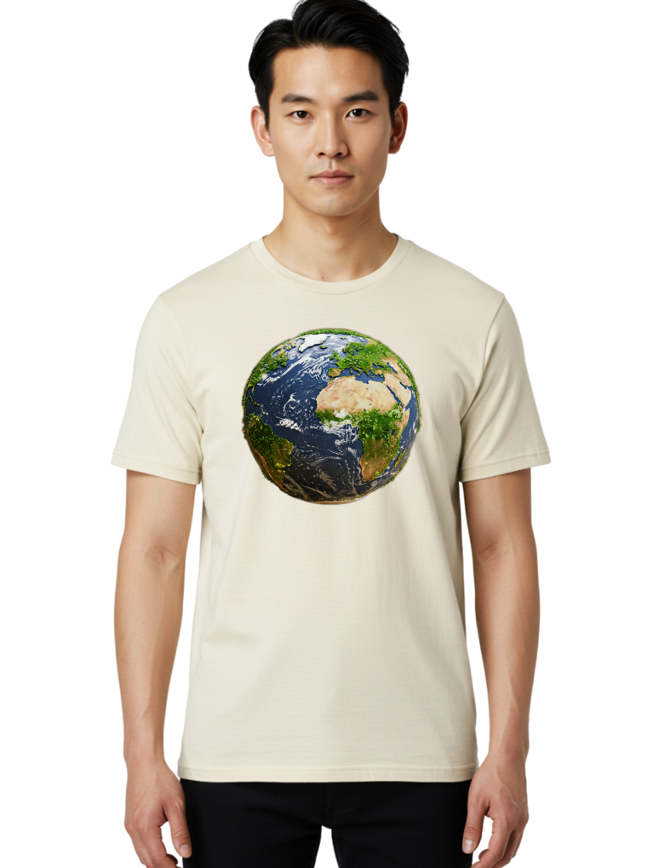 Earth-Globe-3 Men'S Graphic Tee, 100% Cotton, Comfortable Casual Summer Wear, Machine Washable, Globe, Earth From Space, World Map, Africa, Europe, Atlantic Ocean, Natural Beauty, Diverse Geography, Global Unity, Planet Earth Imagery, Baa578