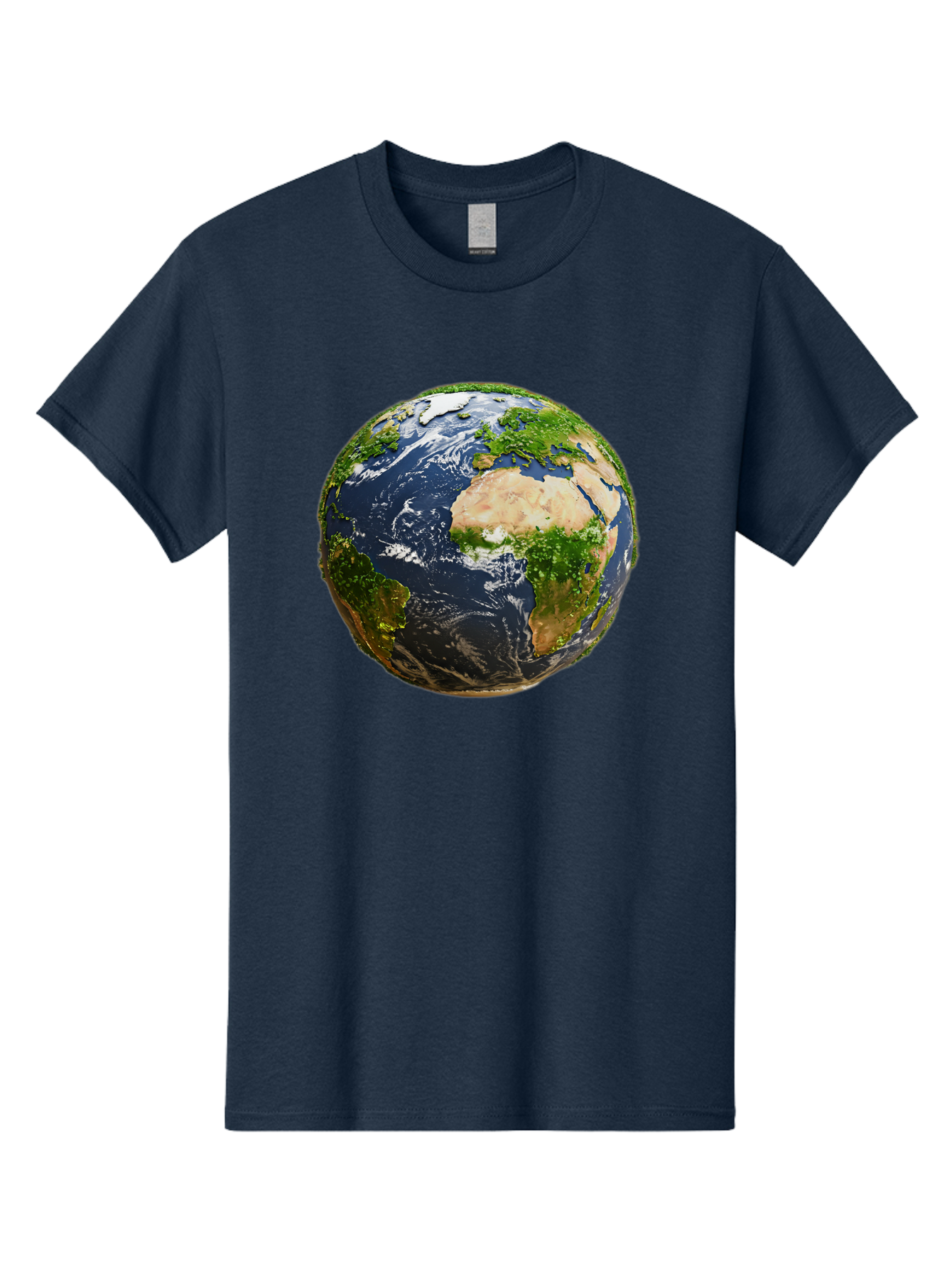 Earth-Globe-3 Men'S Graphic Tee, 100% Cotton, Comfortable Casual Summer Wear, Machine Washable, Globe, Earth From Space, World Map, Africa, Europe, Atlantic Ocean, Natural Beauty, Diverse Geography, Global Unity, Planet Earth Imagery, Baa578