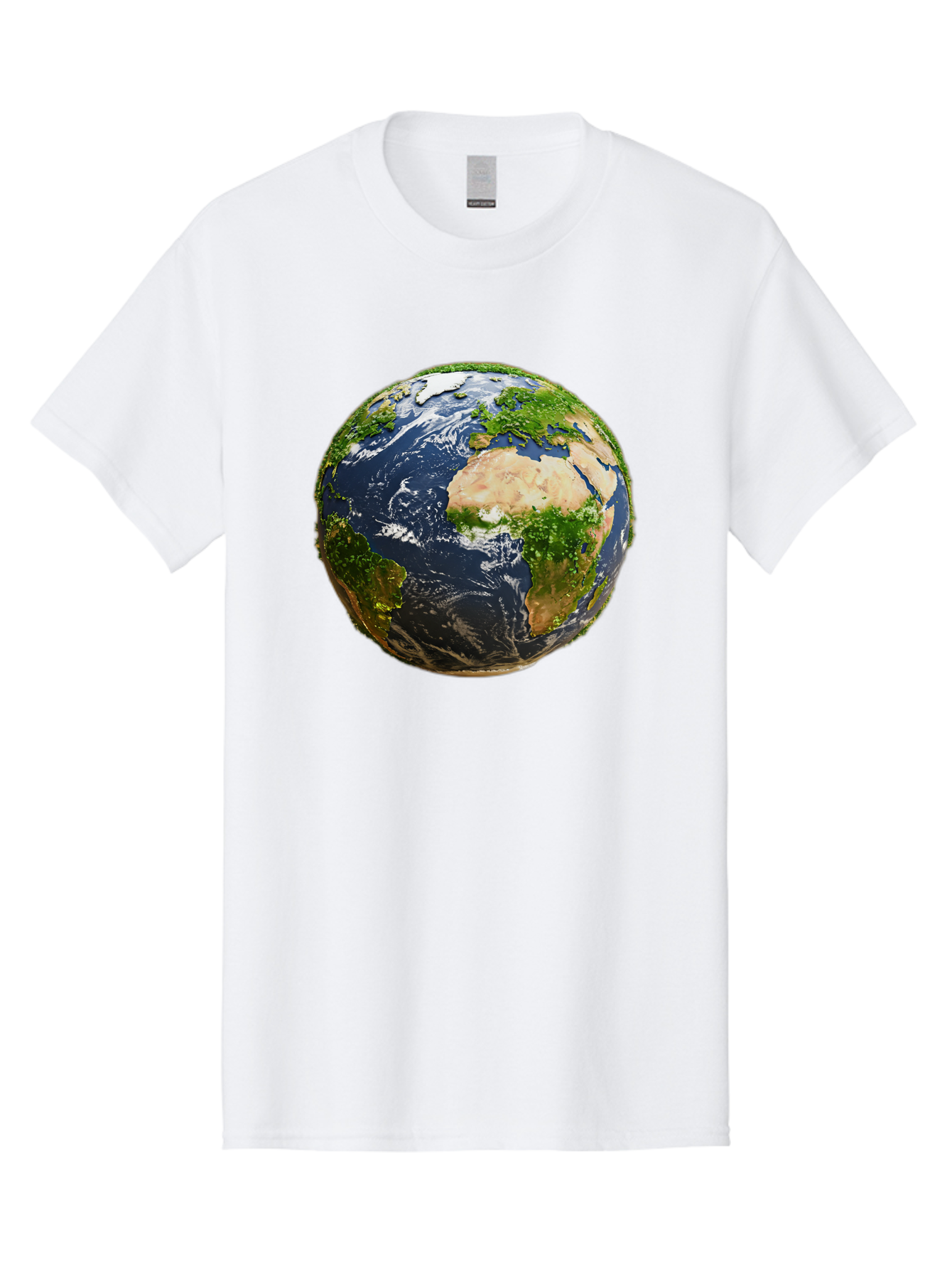 Earth-Globe-3 Men'S Graphic Tee, 100% Cotton, Comfortable Casual Summer Wear, Machine Washable, Globe, Earth From Space, World Map, Africa, Europe, Atlantic Ocean, Natural Beauty, Diverse Geography, Global Unity, Planet Earth Imagery, Baa578