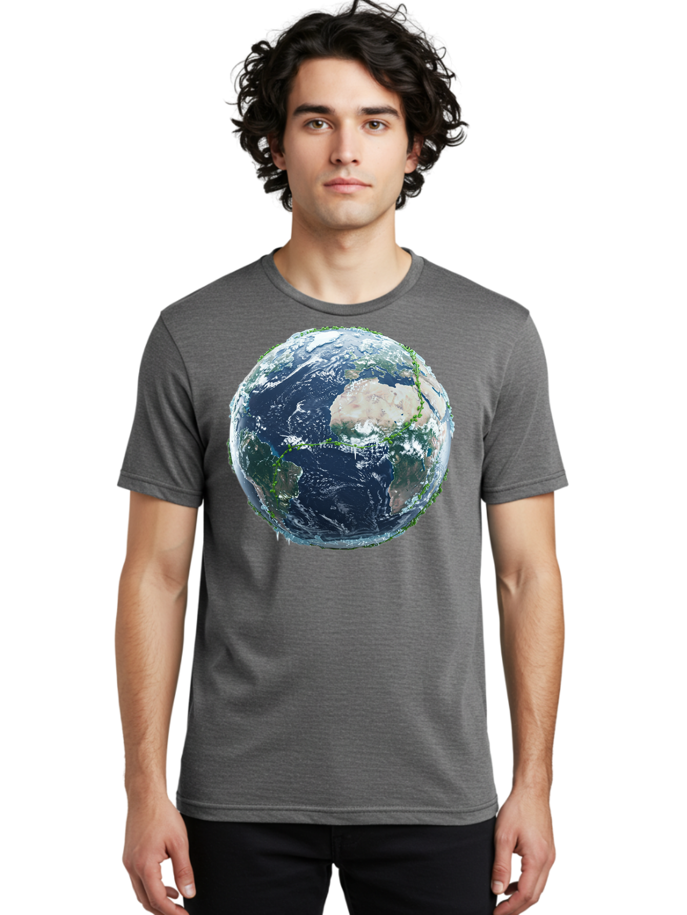 Earth-Globe-4 Men'S Graphic Tee, 100% Cotton, Comfortable Casual Summer Wear, Machine Washable, Globe Showing North America, Earth From Space, Global View, Planet Earth, International Map, World Geography, Satellite Imagery Baa579