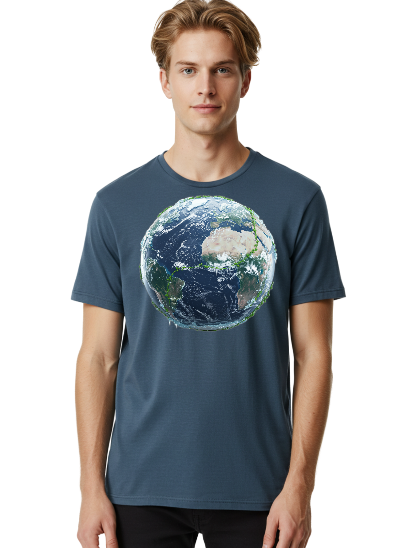 Earth-Globe-4 Men'S Graphic Tee, 100% Cotton, Comfortable Casual Summer Wear, Machine Washable, Globe Showing North America, Earth From Space, Global View, Planet Earth, International Map, World Geography, Satellite Imagery Baa579