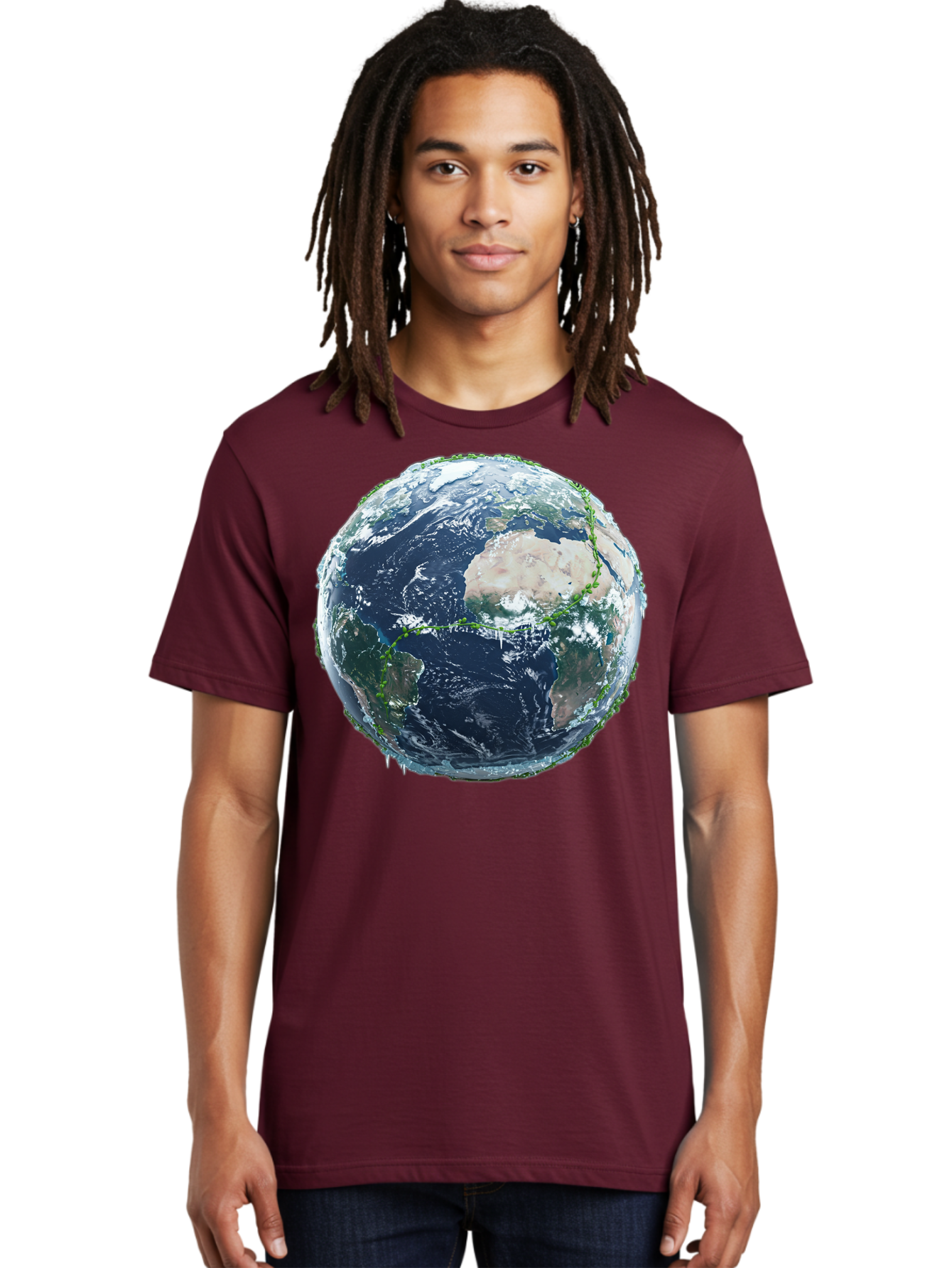 Earth-Globe-4 Men'S Graphic Tee, 100% Cotton, Comfortable Casual Summer Wear, Machine Washable, Globe Showing North America, Earth From Space, Global View, Planet Earth, International Map, World Geography, Satellite Imagery Baa579