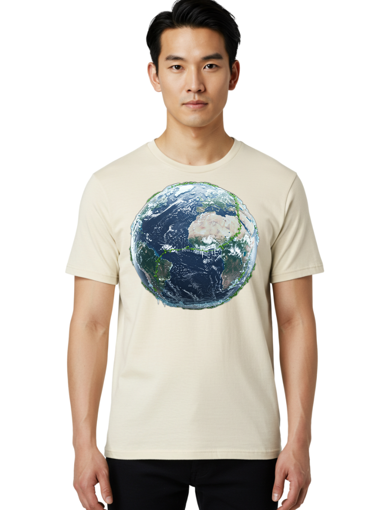 Earth-Globe-4 Men'S Graphic Tee, 100% Cotton, Comfortable Casual Summer Wear, Machine Washable, Globe Showing North America, Earth From Space, Global View, Planet Earth, International Map, World Geography, Satellite Imagery Baa579
