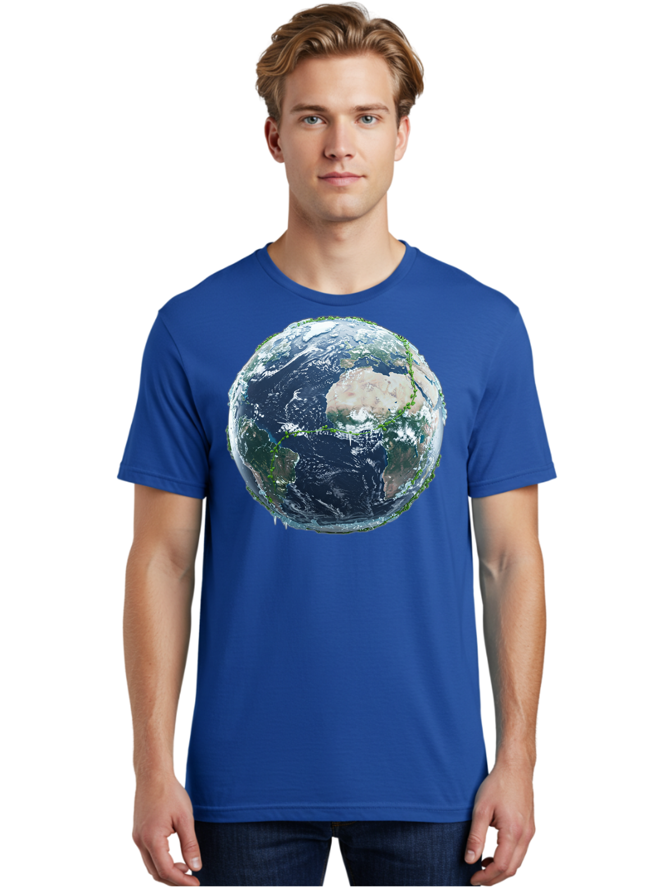 Earth-Globe-4 Men'S Graphic Tee, 100% Cotton, Comfortable Casual Summer Wear, Machine Washable, Globe Showing North America, Earth From Space, Global View, Planet Earth, International Map, World Geography, Satellite Imagery Baa579