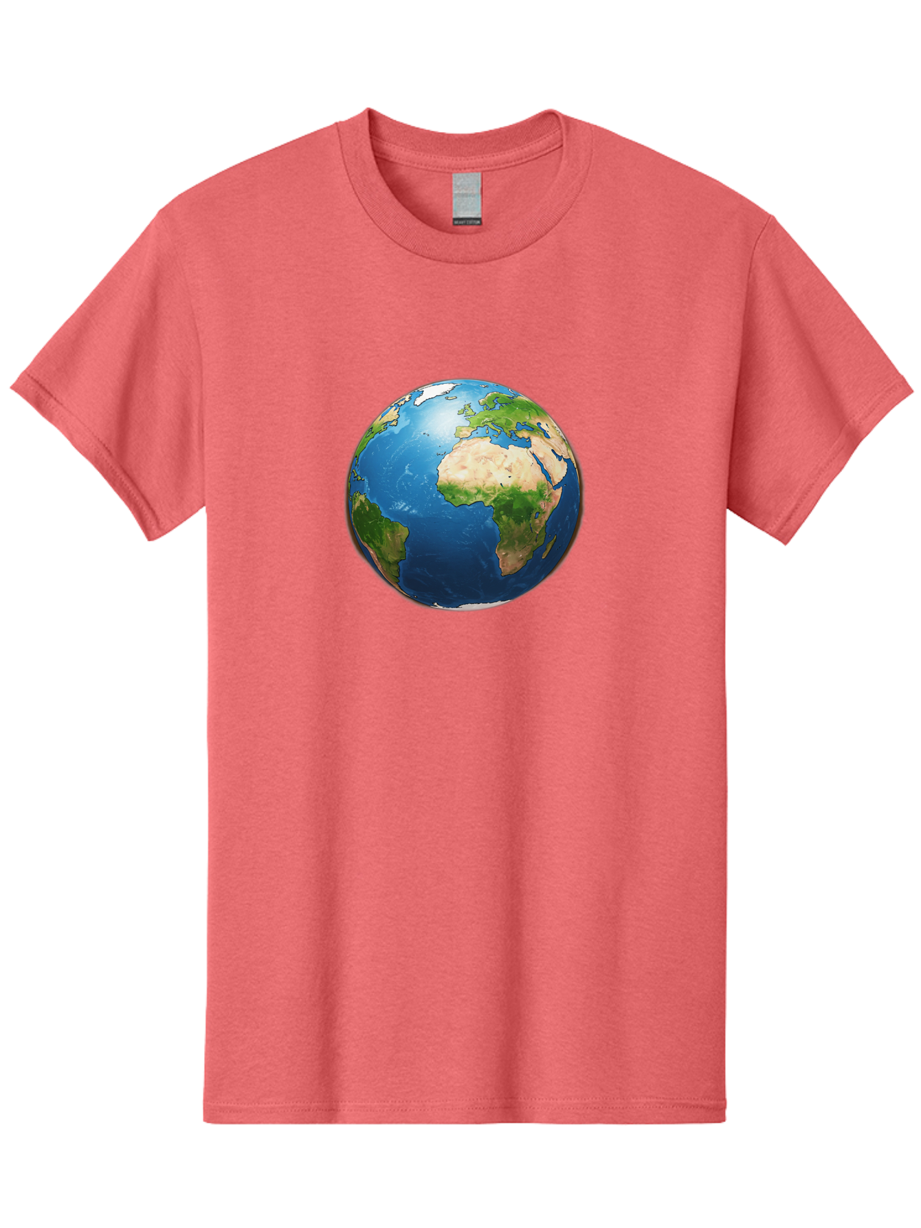 Earth-Globe Men'S Graphic Tee, 100% Cotton, Comfortable Casual Summer Wear, Machine Washable, Globe Showing Africa And Europe, International Connectivity, Global Unity, World Map, 3D Rendering, Earth From Space, Continents, Oceans Baa580