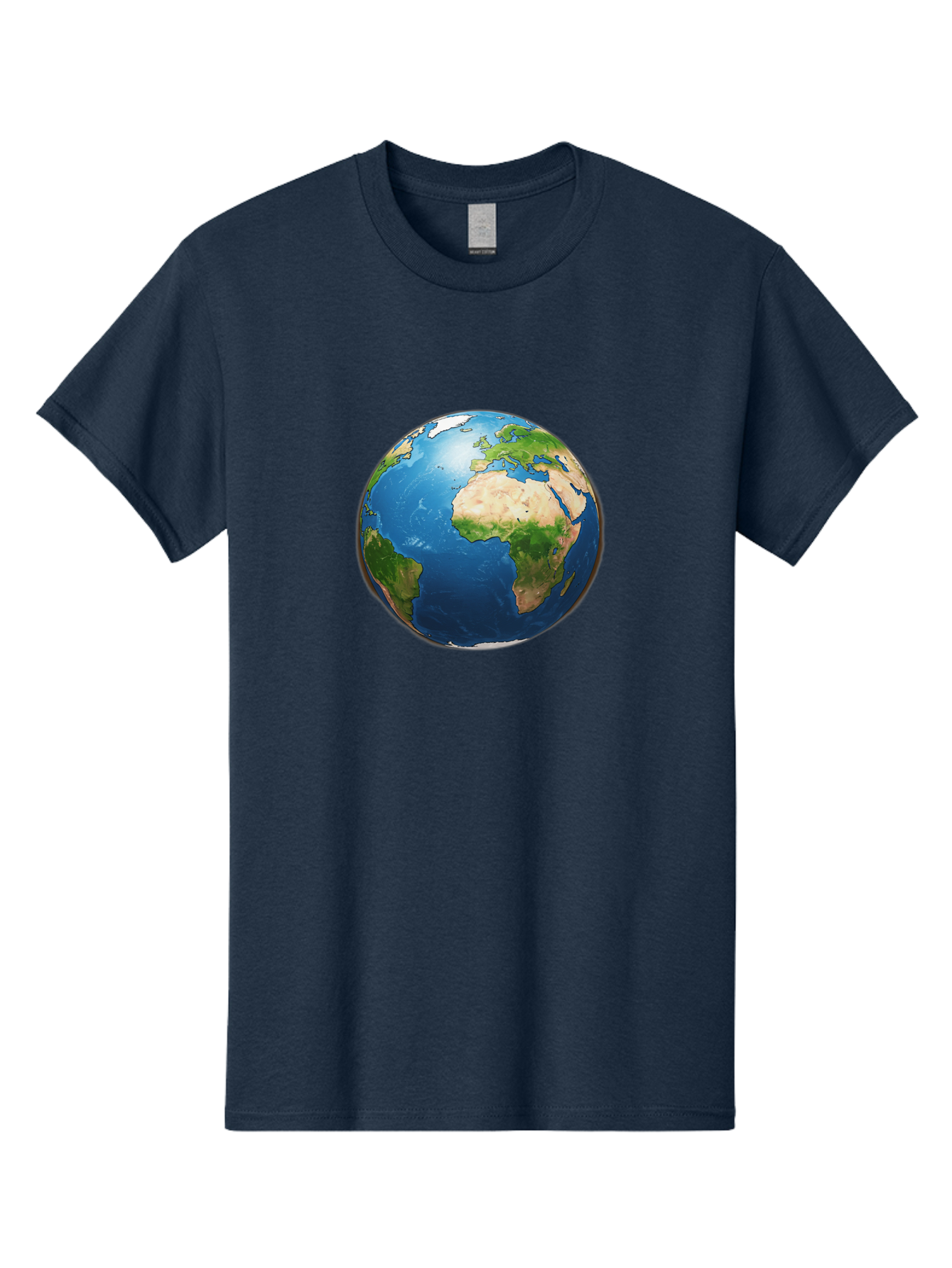 Earth-Globe Men'S Graphic Tee, 100% Cotton, Comfortable Casual Summer Wear, Machine Washable, Globe Showing Africa And Europe, International Connectivity, Global Unity, World Map, 3D Rendering, Earth From Space, Continents, Oceans Baa580