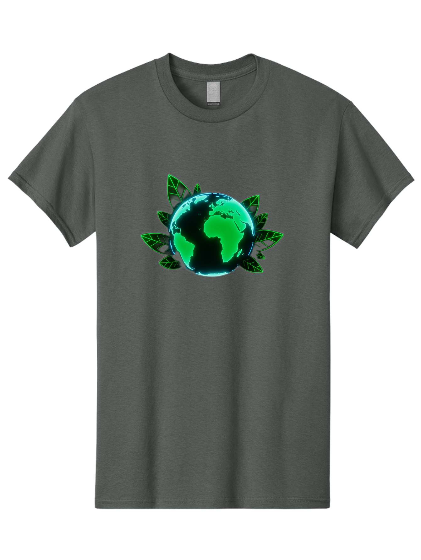 Earth-With-Leaves-1 Men'S Graphic Tee, 100% Cotton, Comfortable Casual Summer Wear, Machine Washable, Globe Surrounded By Leaves, Eco-Friendly, Environmental Awareness, Sustainable Living, Green Initiative, World Unity, Conservation Effort, Baa588