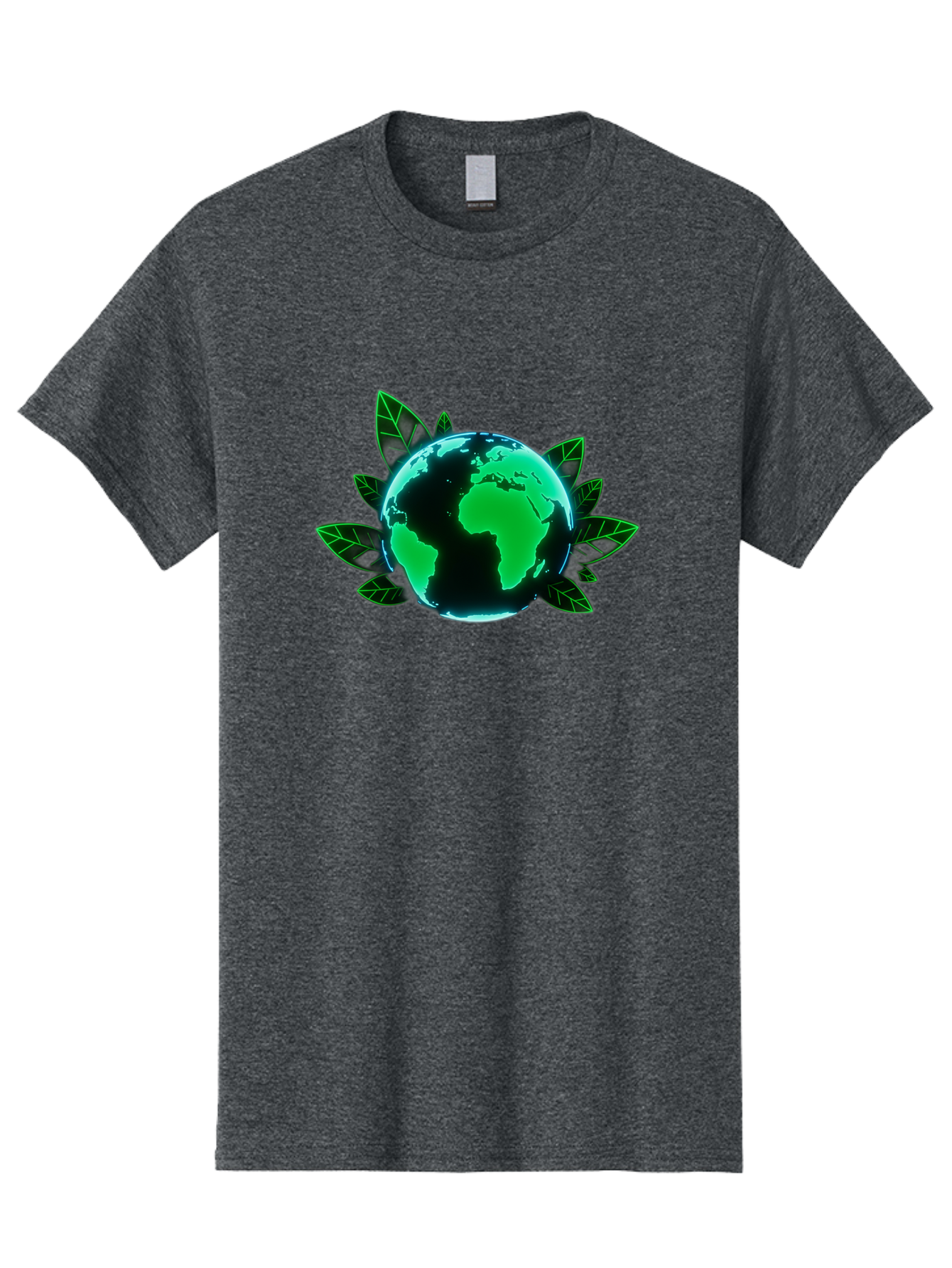 Earth-With-Leaves-1 Men'S Graphic Tee, 100% Cotton, Comfortable Casual Summer Wear, Machine Washable, Globe Surrounded By Leaves, Eco-Friendly, Environmental Awareness, Sustainable Living, Green Initiative, World Unity, Conservation Effort, Baa588