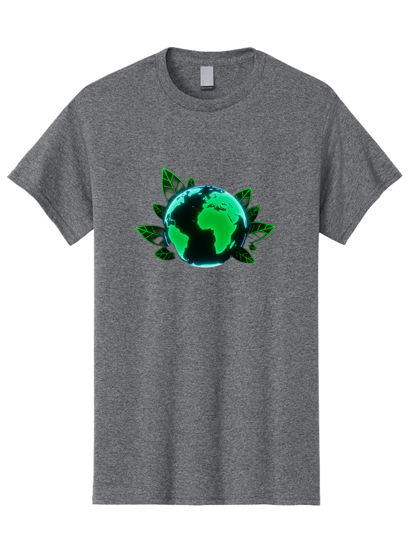 Earth-With-Leaves-1 Men'S Graphic Tee, 100% Cotton, Comfortable Casual Summer Wear, Machine Washable, Globe Surrounded By Leaves, Eco-Friendly, Environmental Awareness, Sustainable Living, Green Initiative, World Unity, Conservation Effort, Baa588