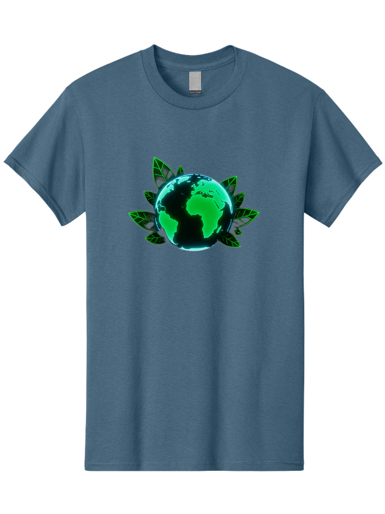 Earth-With-Leaves-1 Men'S Graphic Tee, 100% Cotton, Comfortable Casual Summer Wear, Machine Washable, Globe Surrounded By Leaves, Eco-Friendly, Environmental Awareness, Sustainable Living, Green Initiative, World Unity, Conservation Effort, Baa588