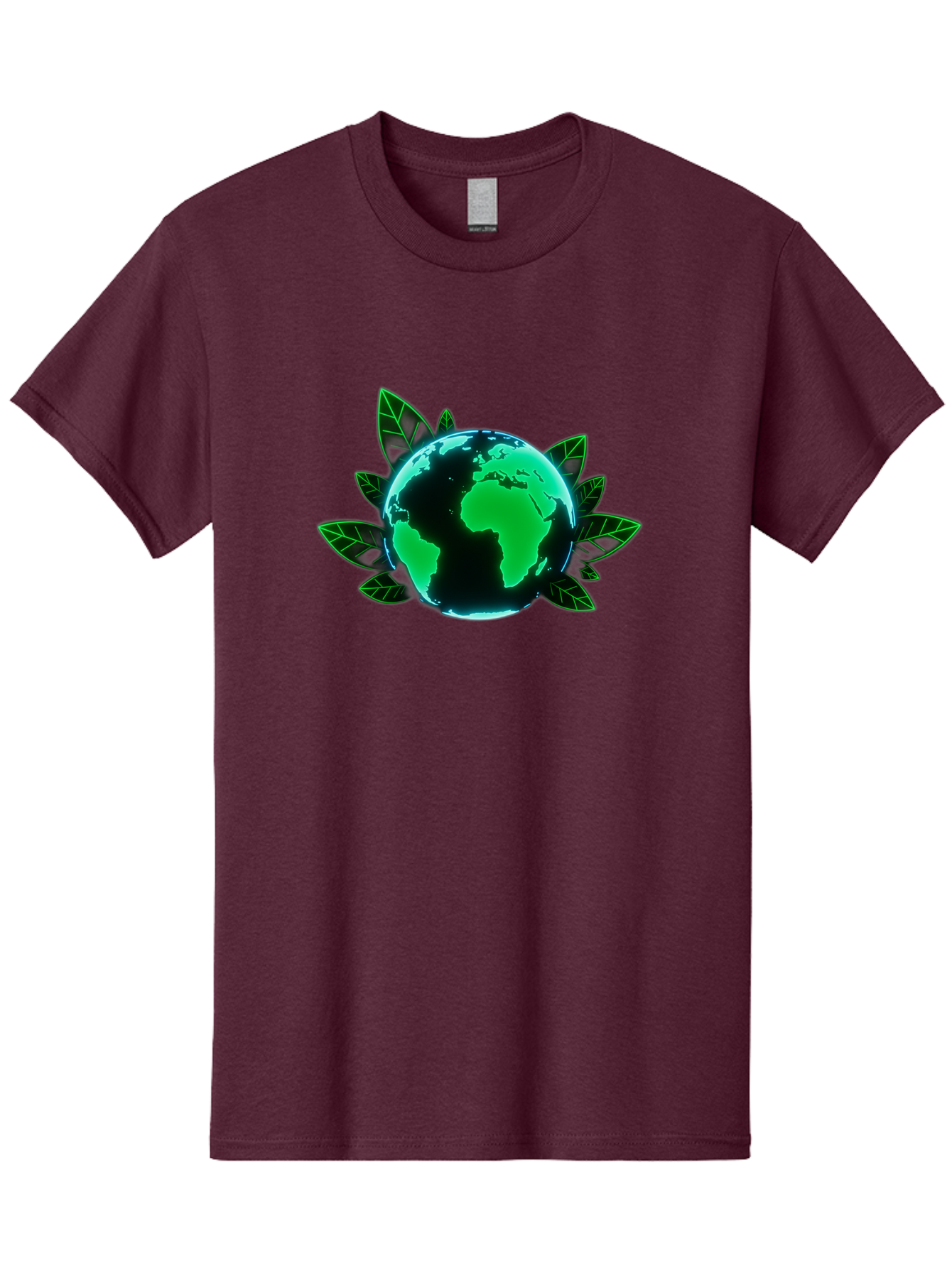 Earth-With-Leaves-1 Men'S Graphic Tee, 100% Cotton, Comfortable Casual Summer Wear, Machine Washable, Globe Surrounded By Leaves, Eco-Friendly, Environmental Awareness, Sustainable Living, Green Initiative, World Unity, Conservation Effort, Baa588