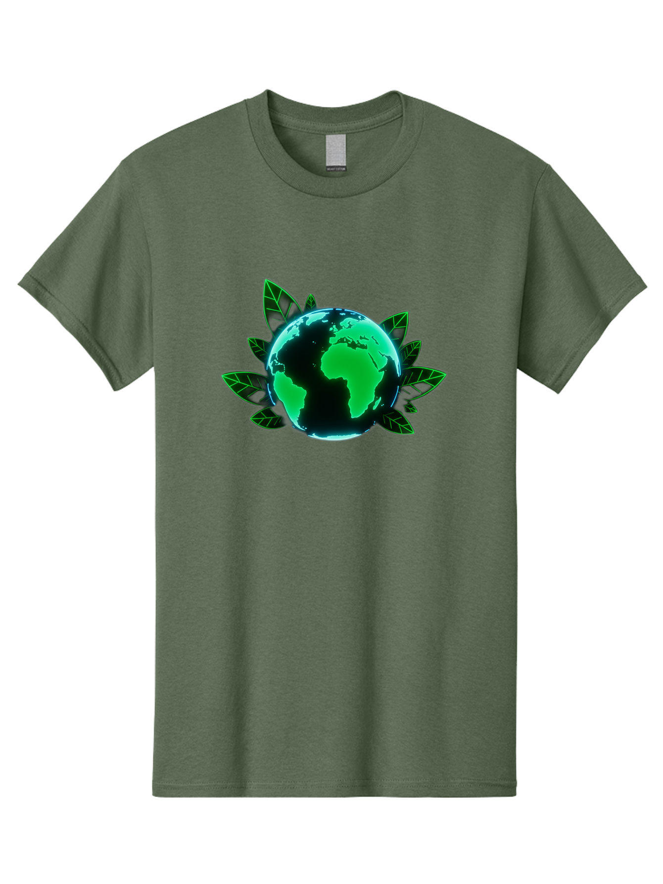 Earth-With-Leaves-1 Men'S Graphic Tee, 100% Cotton, Comfortable Casual Summer Wear, Machine Washable, Globe Surrounded By Leaves, Eco-Friendly, Environmental Awareness, Sustainable Living, Green Initiative, World Unity, Conservation Effort, Baa588
