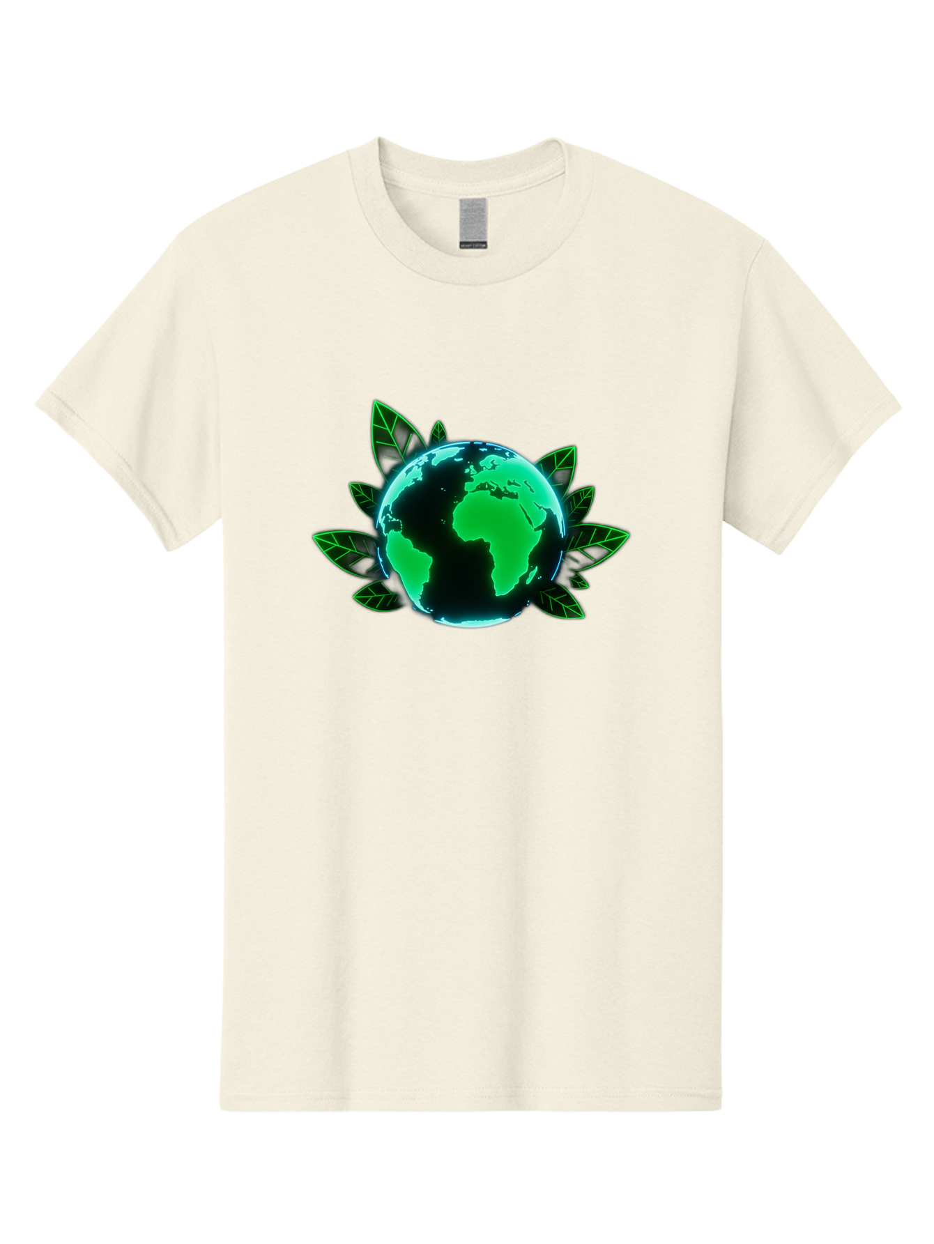 Earth-With-Leaves-1 Men'S Graphic Tee, 100% Cotton, Comfortable Casual Summer Wear, Machine Washable, Globe Surrounded By Leaves, Eco-Friendly, Environmental Awareness, Sustainable Living, Green Initiative, World Unity, Conservation Effort, Baa588