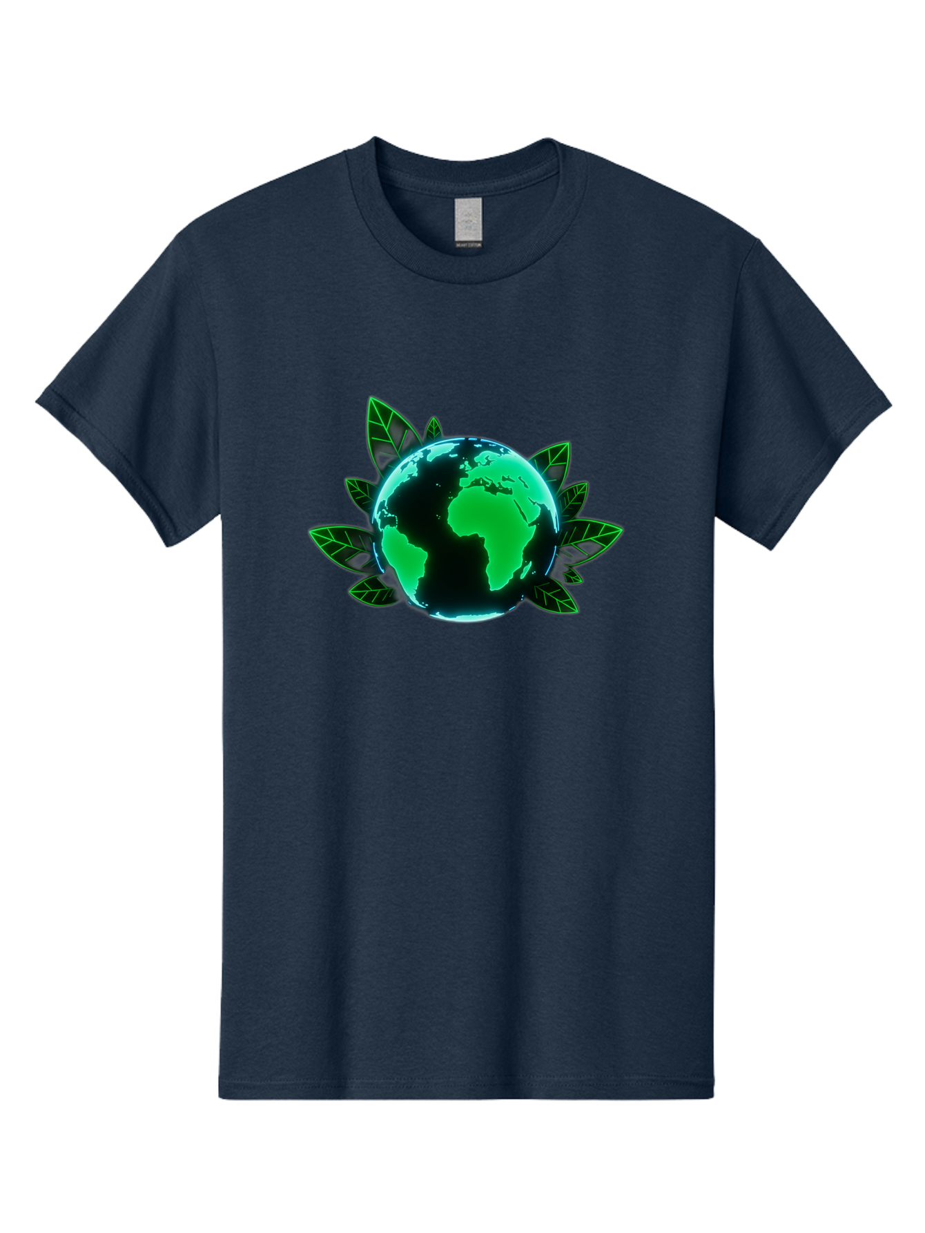 Earth-With-Leaves-1 Men'S Graphic Tee, 100% Cotton, Comfortable Casual Summer Wear, Machine Washable, Globe Surrounded By Leaves, Eco-Friendly, Environmental Awareness, Sustainable Living, Green Initiative, World Unity, Conservation Effort, Baa588