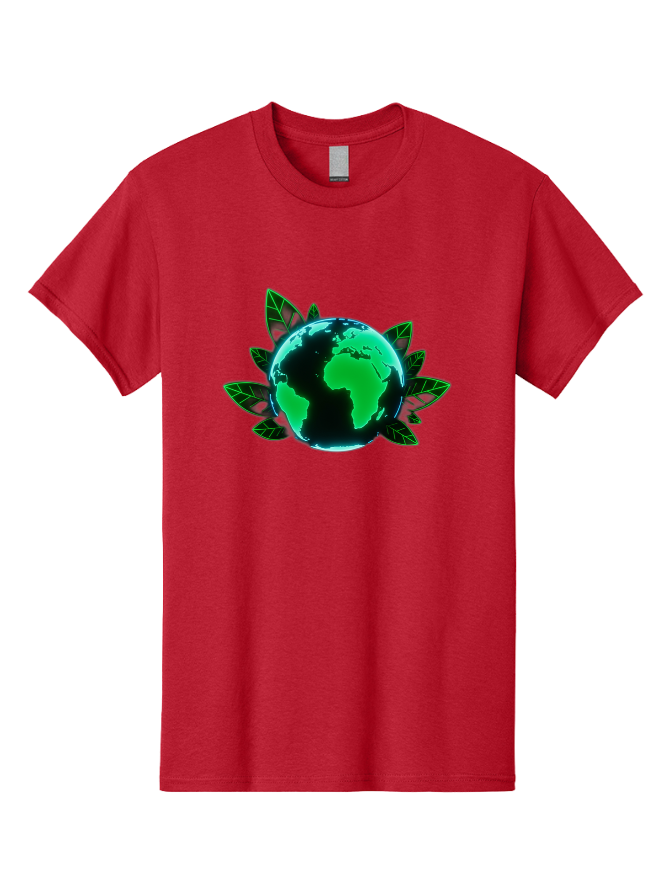 Earth-With-Leaves-1 Men'S Graphic Tee, 100% Cotton, Comfortable Casual Summer Wear, Machine Washable, Globe Surrounded By Leaves, Eco-Friendly, Environmental Awareness, Sustainable Living, Green Initiative, World Unity, Conservation Effort, Baa588