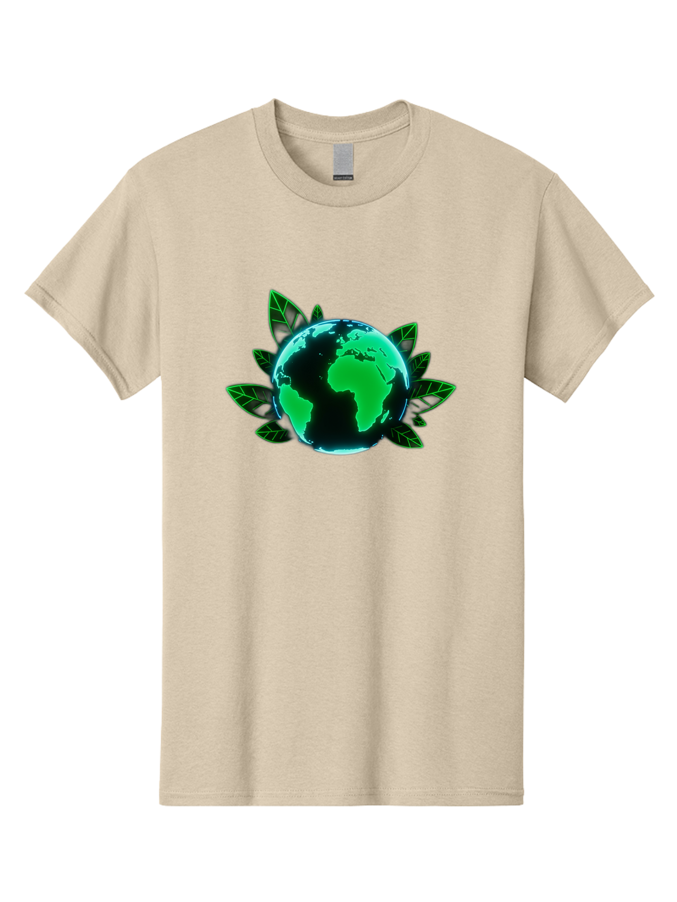 Earth-With-Leaves-1 Men'S Graphic Tee, 100% Cotton, Comfortable Casual Summer Wear, Machine Washable, Globe Surrounded By Leaves, Eco-Friendly, Environmental Awareness, Sustainable Living, Green Initiative, World Unity, Conservation Effort, Baa588