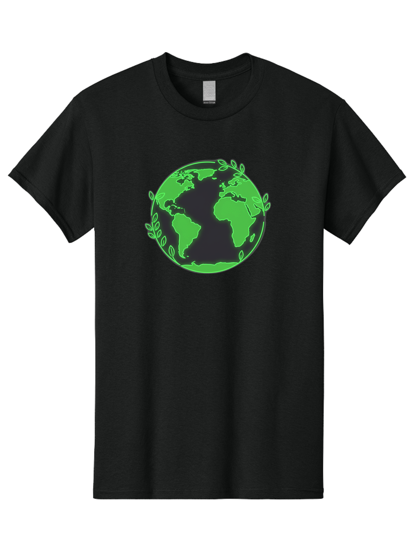Earth-With-Leaves-2 Men'S Graphic Tee, 100% Cotton, Comfortable Casual Summer Wear, Machine Washable, Green Earth, Leaves Around The Globe, Eco-Friendly, Environmental Awareness, Global Unity, Nature Conservation, Sustainability, Earth Day Baa589