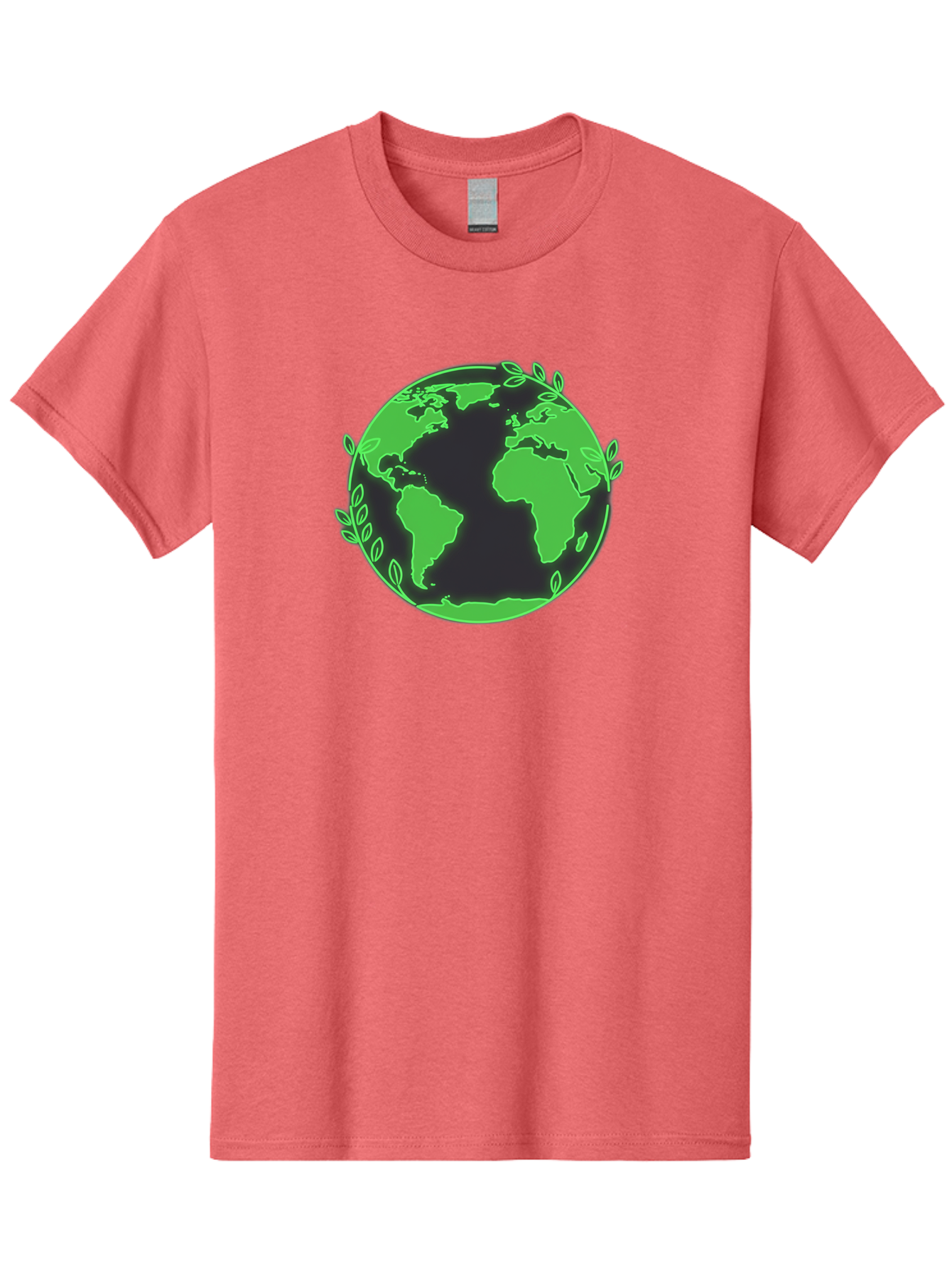 Earth-With-Leaves-2 Men'S Graphic Tee, 100% Cotton, Comfortable Casual Summer Wear, Machine Washable, Green Earth, Leaves Around The Globe, Eco-Friendly, Environmental Awareness, Global Unity, Nature Conservation, Sustainability, Earth Day Baa589