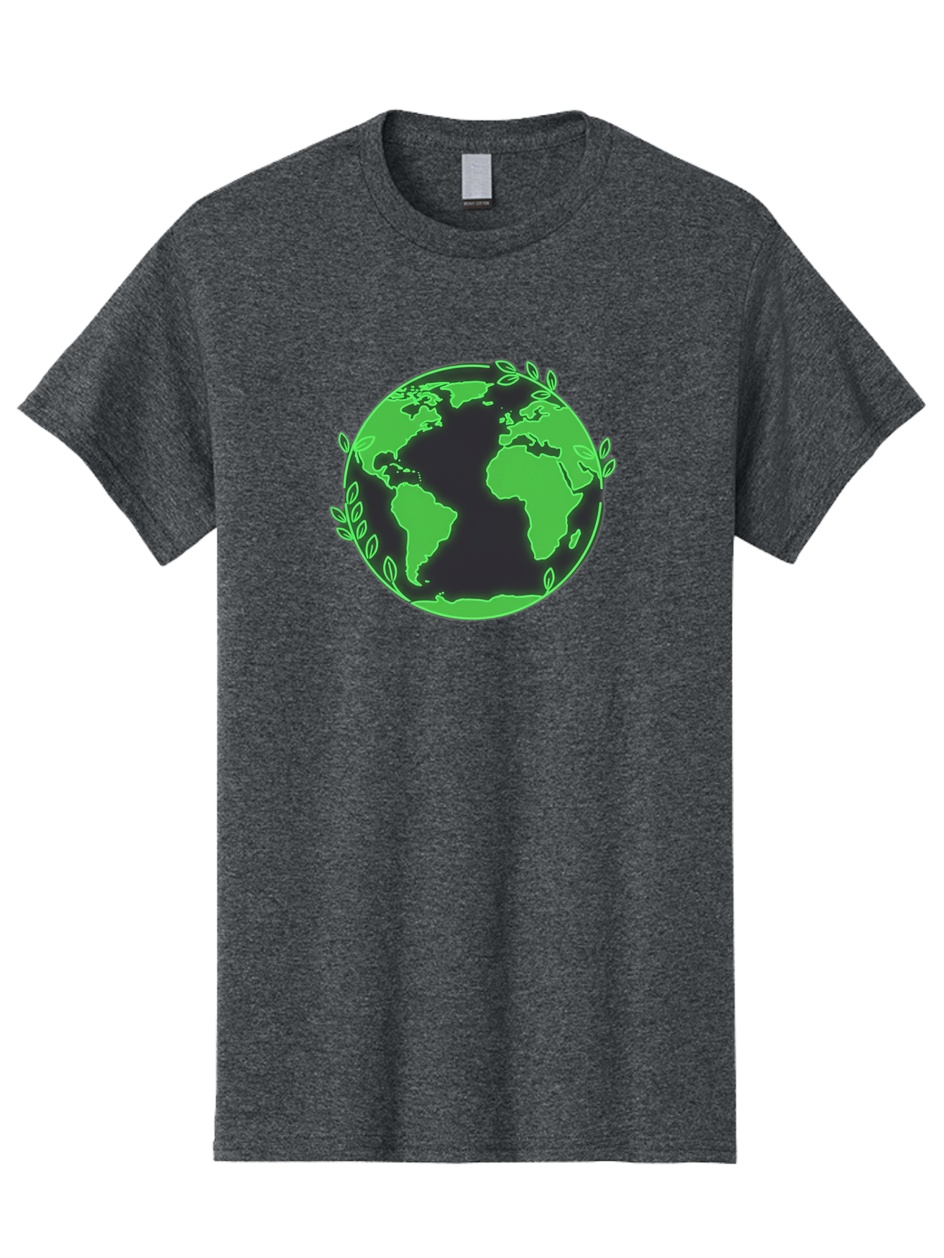 Earth-With-Leaves-2 Men'S Graphic Tee, 100% Cotton, Comfortable Casual Summer Wear, Machine Washable, Green Earth, Leaves Around The Globe, Eco-Friendly, Environmental Awareness, Global Unity, Nature Conservation, Sustainability, Earth Day Baa589