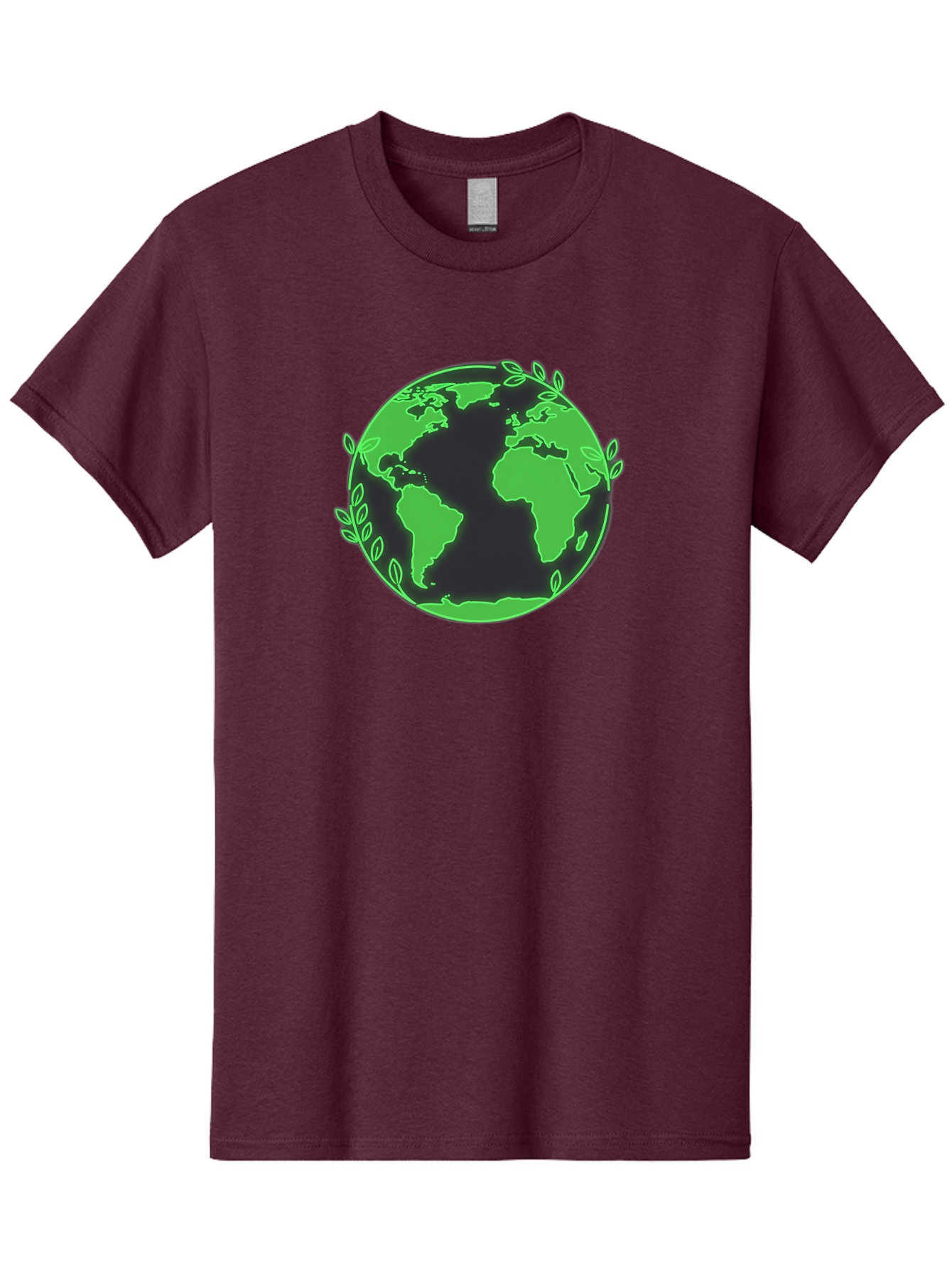 Earth-With-Leaves-2 Men'S Graphic Tee, 100% Cotton, Comfortable Casual Summer Wear, Machine Washable, Green Earth, Leaves Around The Globe, Eco-Friendly, Environmental Awareness, Global Unity, Nature Conservation, Sustainability, Earth Day Baa589