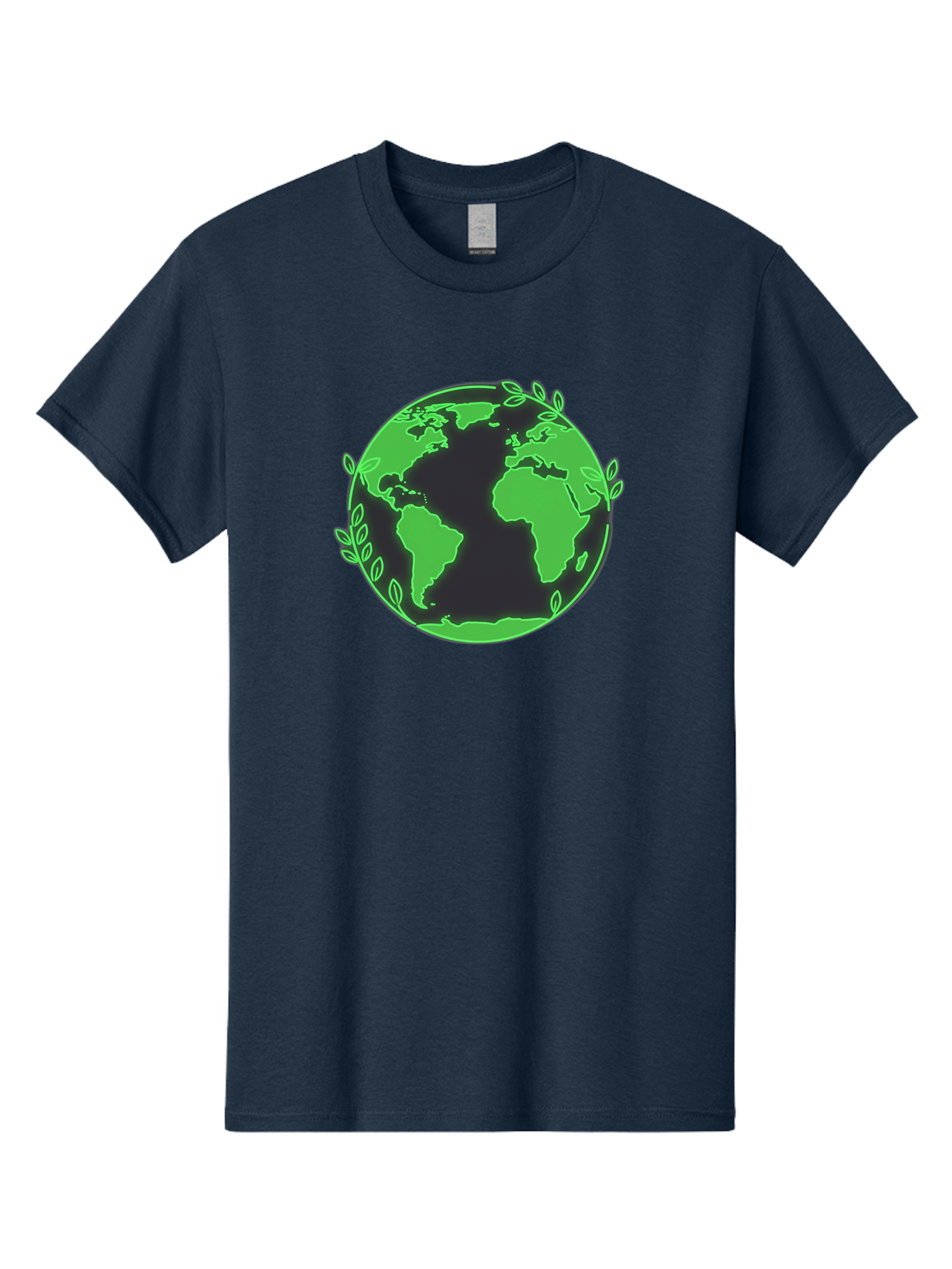 Earth-With-Leaves-2 Men'S Graphic Tee, 100% Cotton, Comfortable Casual Summer Wear, Machine Washable, Green Earth, Leaves Around The Globe, Eco-Friendly, Environmental Awareness, Global Unity, Nature Conservation, Sustainability, Earth Day Baa589