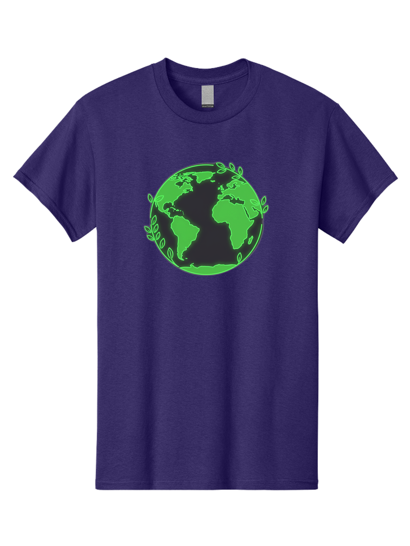 Earth-With-Leaves-2 Men'S Graphic Tee, 100% Cotton, Comfortable Casual Summer Wear, Machine Washable, Green Earth, Leaves Around The Globe, Eco-Friendly, Environmental Awareness, Global Unity, Nature Conservation, Sustainability, Earth Day Baa589