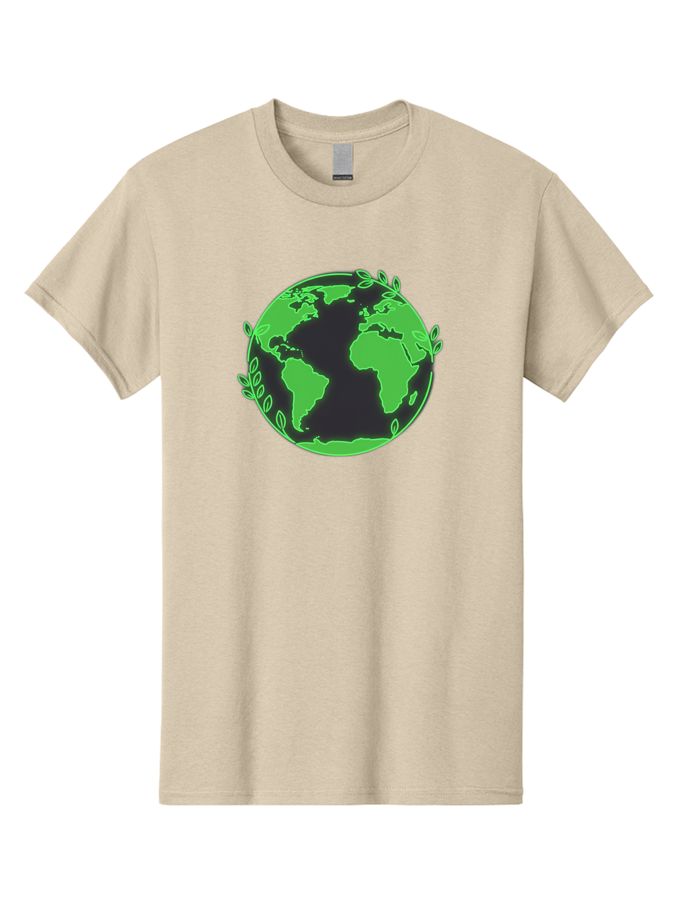 Earth-With-Leaves-2 Men'S Graphic Tee, 100% Cotton, Comfortable Casual Summer Wear, Machine Washable, Green Earth, Leaves Around The Globe, Eco-Friendly, Environmental Awareness, Global Unity, Nature Conservation, Sustainability, Earth Day Baa589