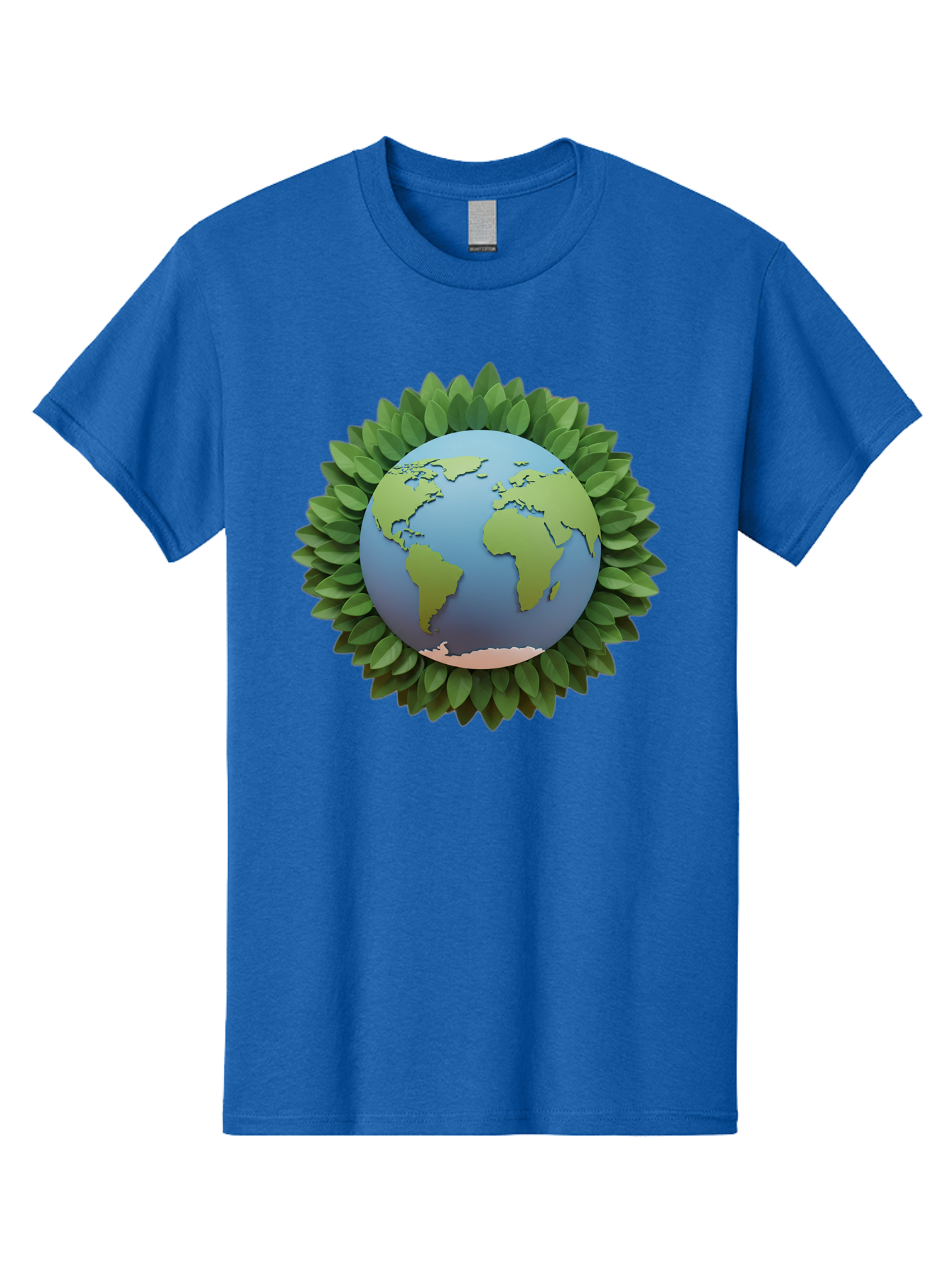 Earth-With-Leaves Men'S Graphic Tee, 100% Cotton, Comfortable Casual Summer Wear, Machine Washable, Globe Surrounded By Leaves, Eco-Friendly, Environmental Conservation, Green Energy, World Map, Eco-Conscious, Sustainability, Planet Earth Baa590