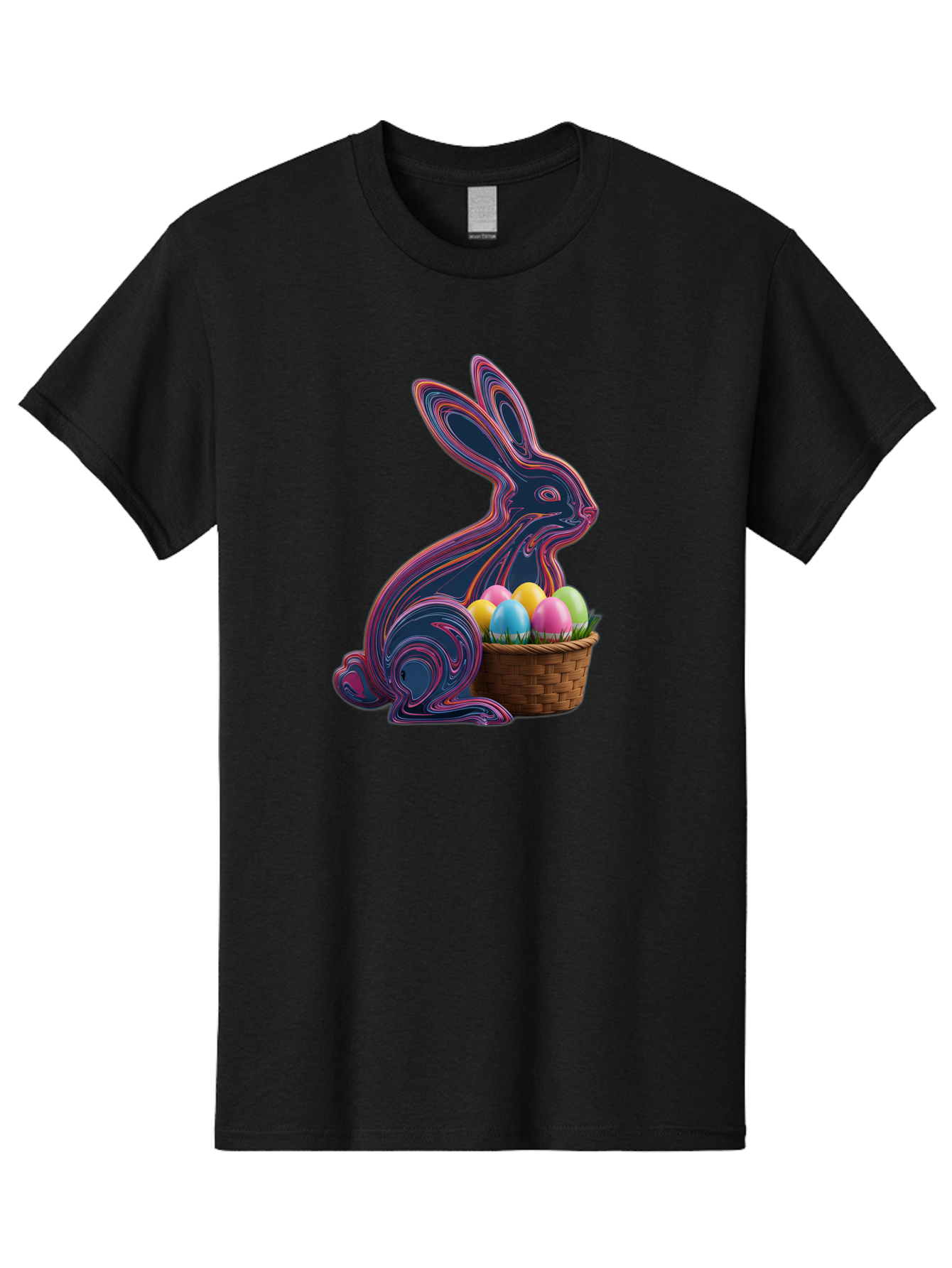 Easter-Bunny-1 Men'S Graphic Tee, 100% Cotton, Comfortable Casual Summer Wear, Machine Washable, Easter Bunny, Pastel Eggs, Colorful Eggs, Wicker Basket, Festive Decor, Spring Theme, Vibrant Colors, Holiday Symbol, Easter Eggs Baa597