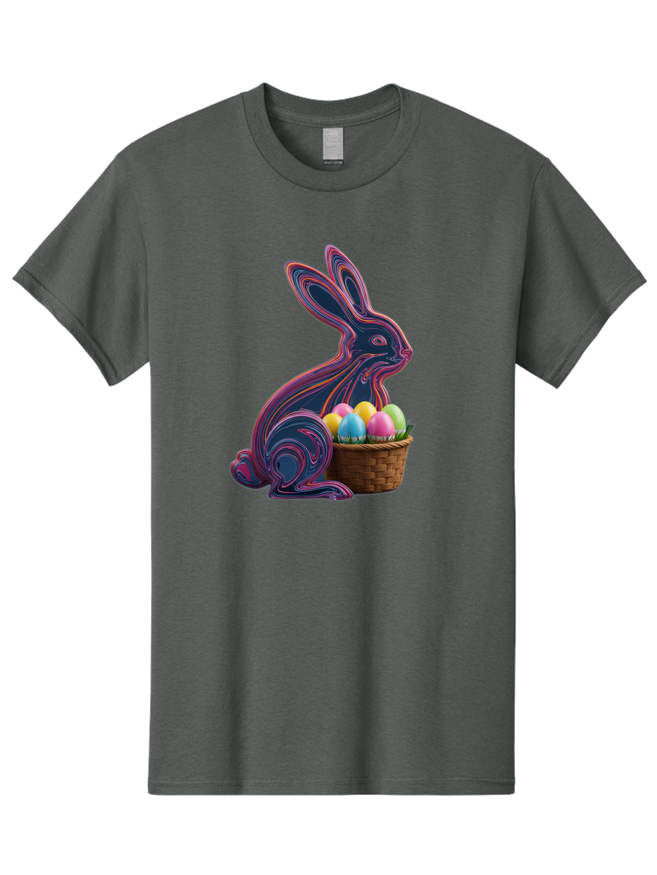 Easter-Bunny-1 Men'S Graphic Tee, 100% Cotton, Comfortable Casual Summer Wear, Machine Washable, Easter Bunny, Pastel Eggs, Colorful Eggs, Wicker Basket, Festive Decor, Spring Theme, Vibrant Colors, Holiday Symbol, Easter Eggs Baa597