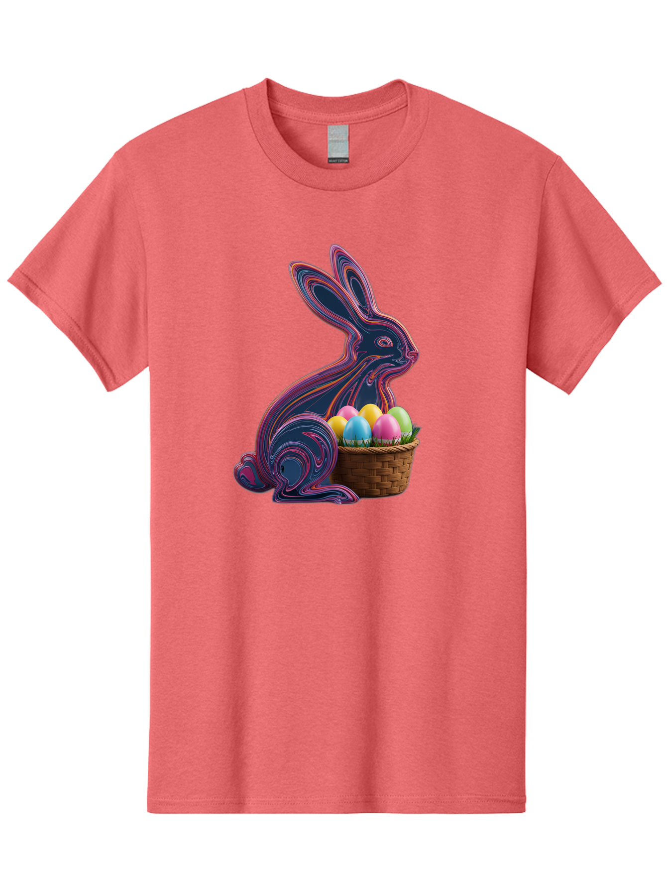 Easter-Bunny-1 Men'S Graphic Tee, 100% Cotton, Comfortable Casual Summer Wear, Machine Washable, Easter Bunny, Pastel Eggs, Colorful Eggs, Wicker Basket, Festive Decor, Spring Theme, Vibrant Colors, Holiday Symbol, Easter Eggs Baa597