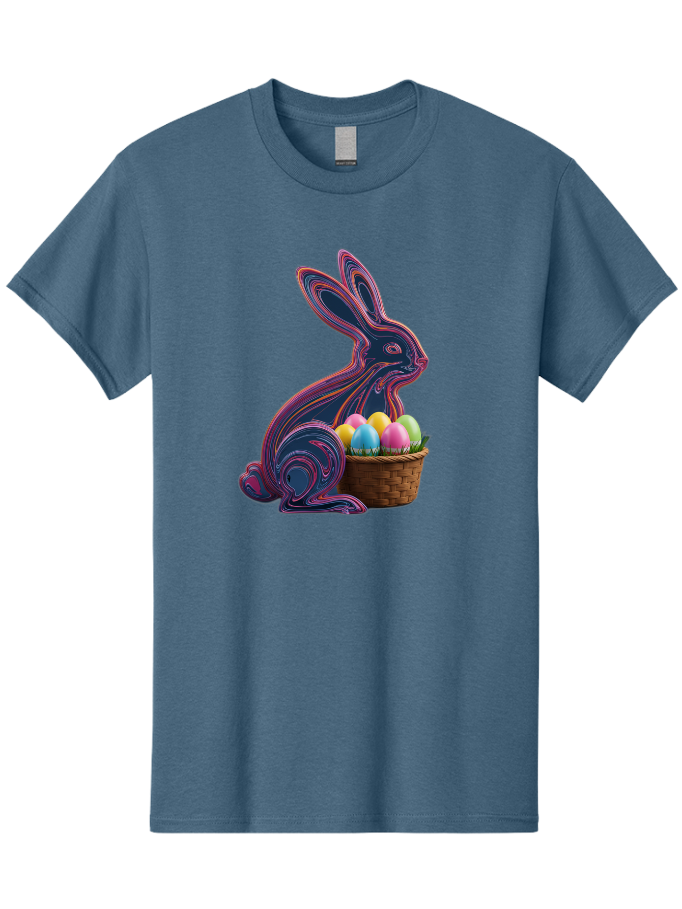 Easter-Bunny-1 Men'S Graphic Tee, 100% Cotton, Comfortable Casual Summer Wear, Machine Washable, Easter Bunny, Pastel Eggs, Colorful Eggs, Wicker Basket, Festive Decor, Spring Theme, Vibrant Colors, Holiday Symbol, Easter Eggs Baa597